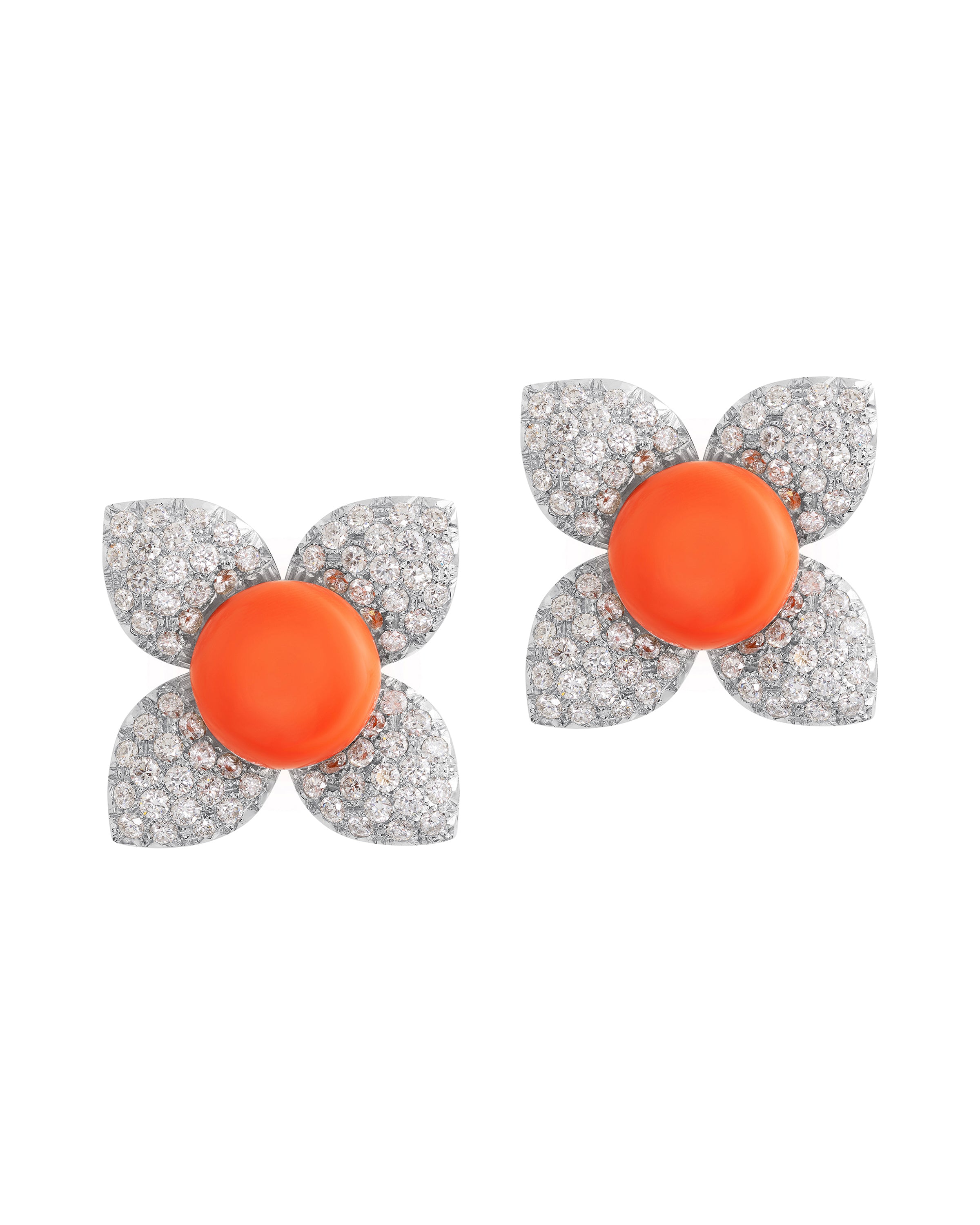 Modern Floral Coral Earrings