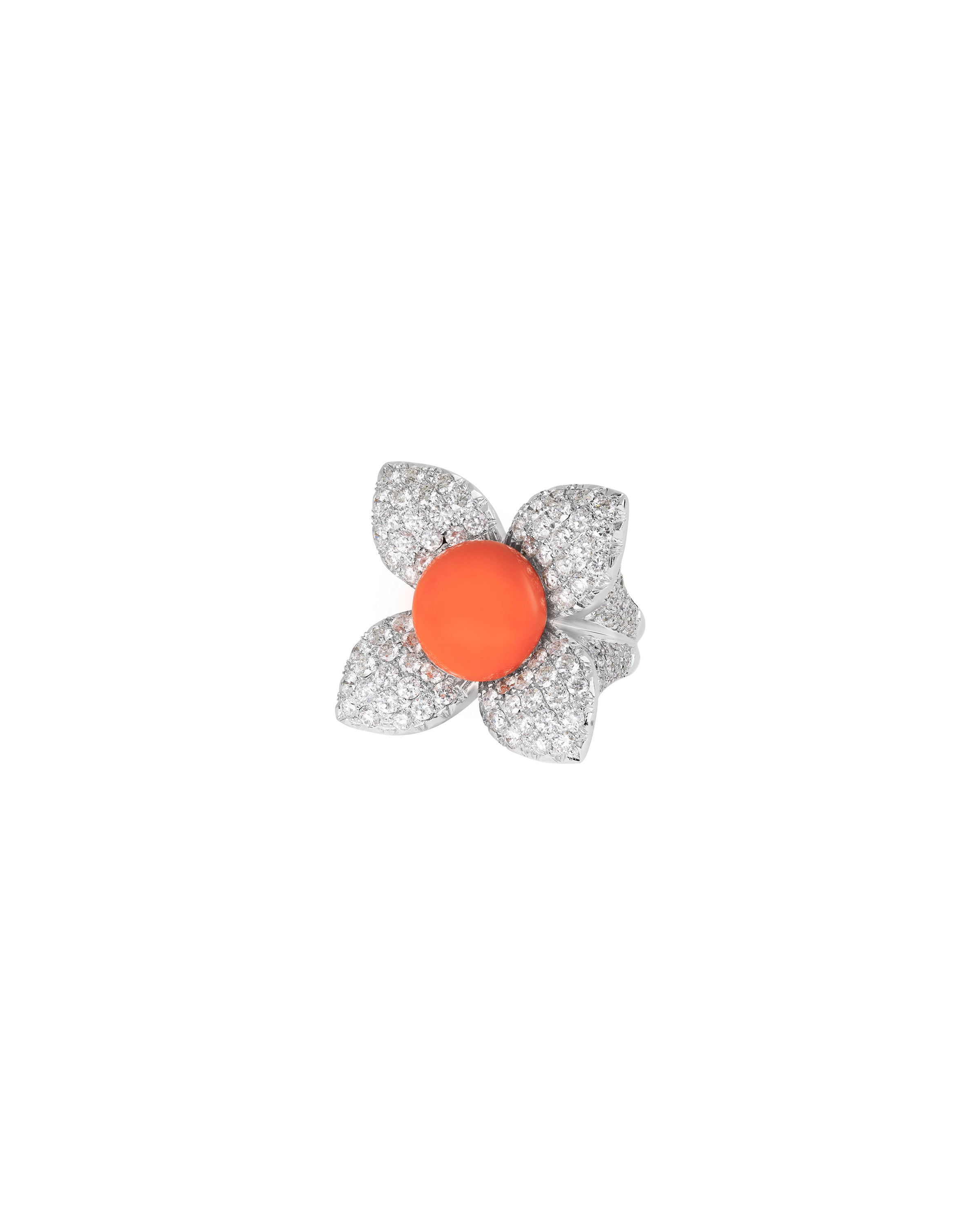 Modern Floral Coral Ring