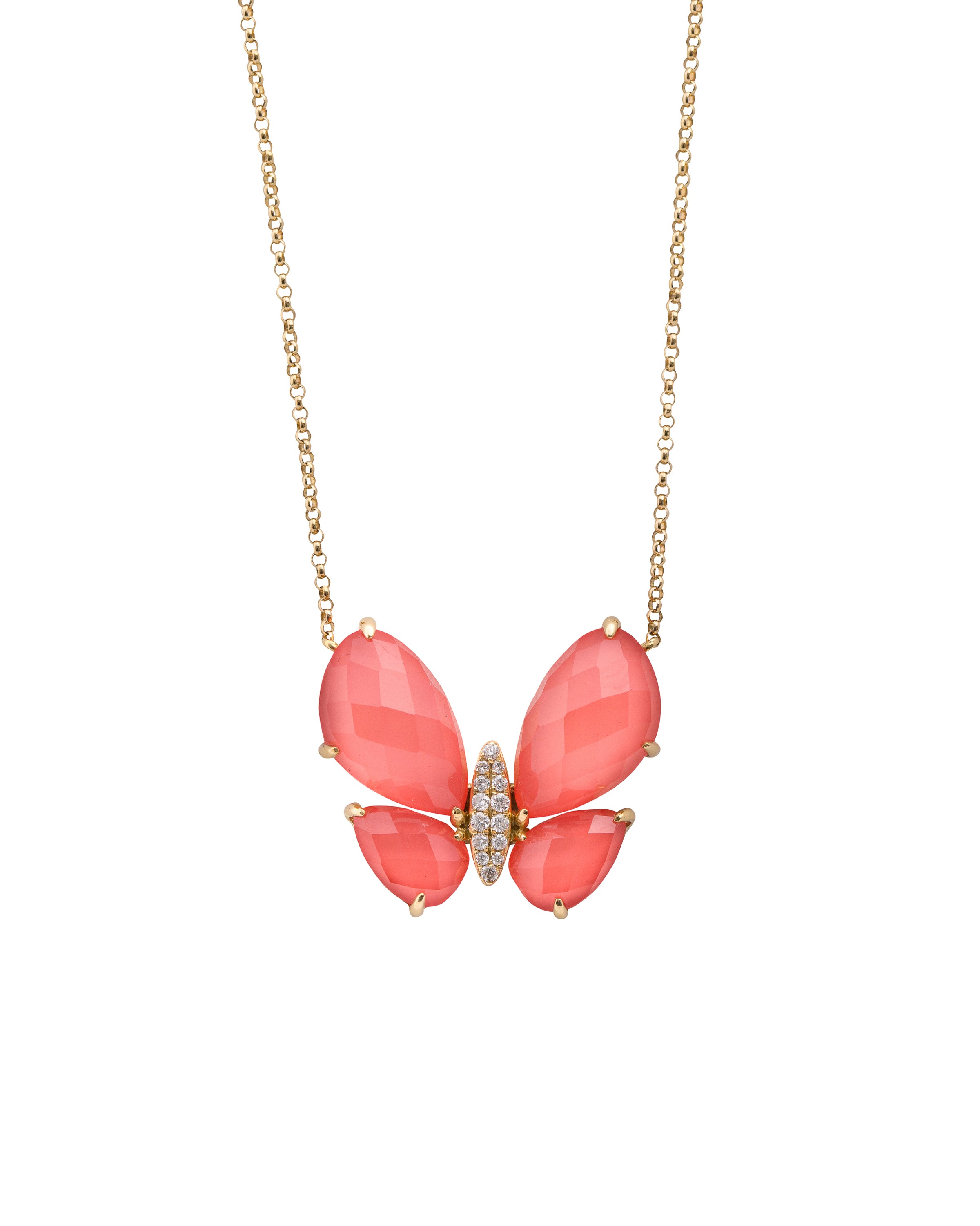 Fauna Large Butterfly Necklace in Coral