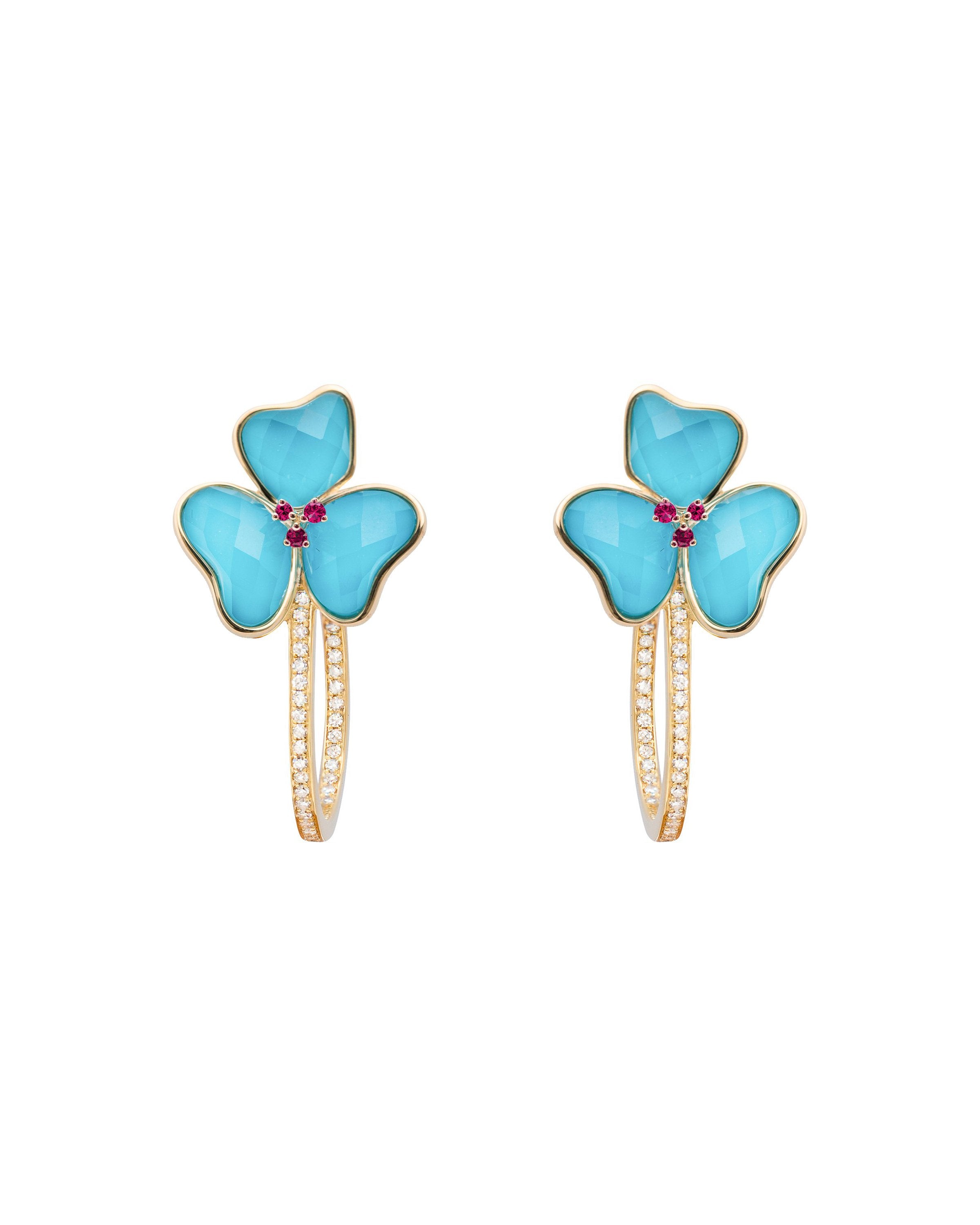Il Petalo Hoops in Turquoise and Rubies