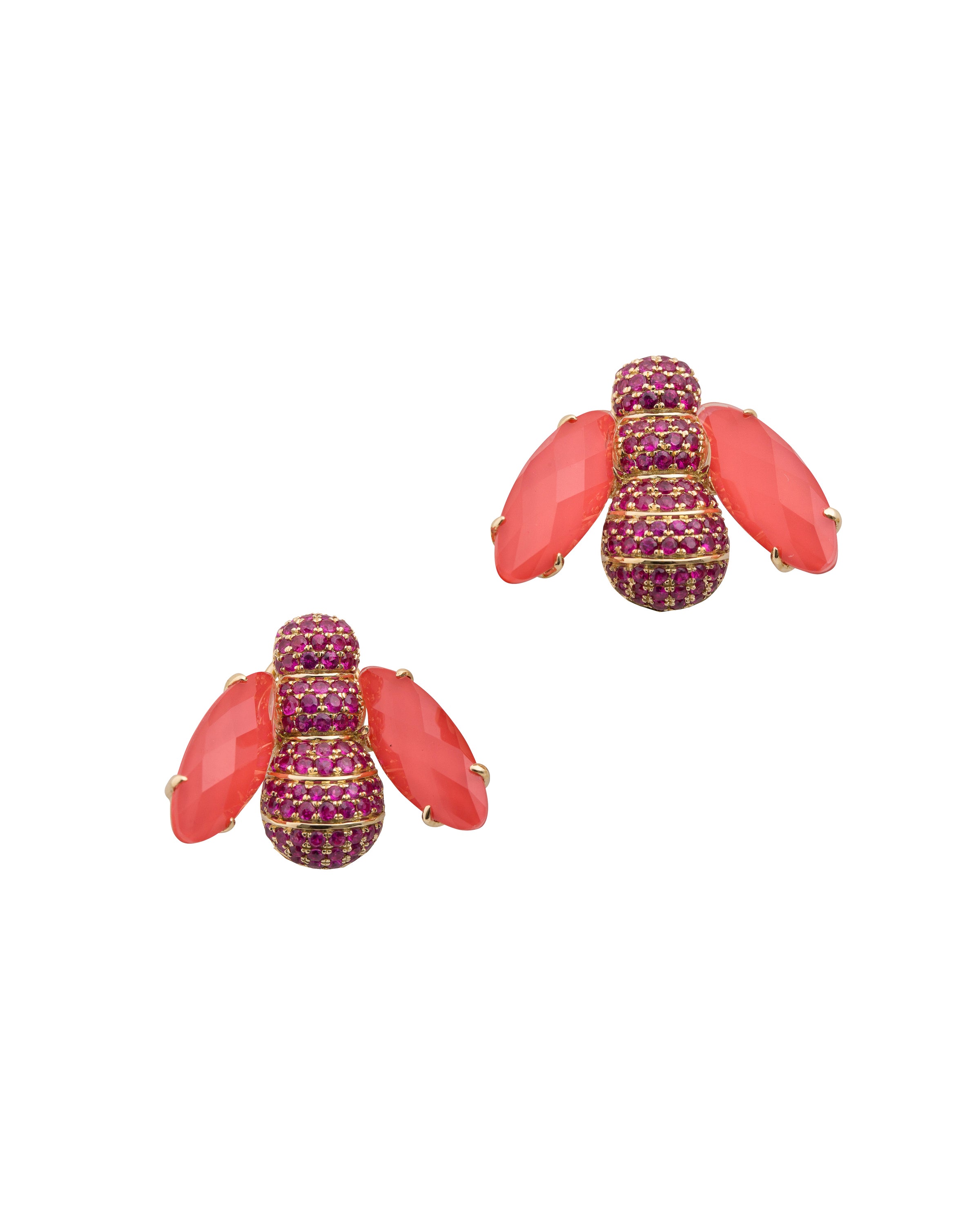 Pannalino Bee Earrings in Coral and Ruby