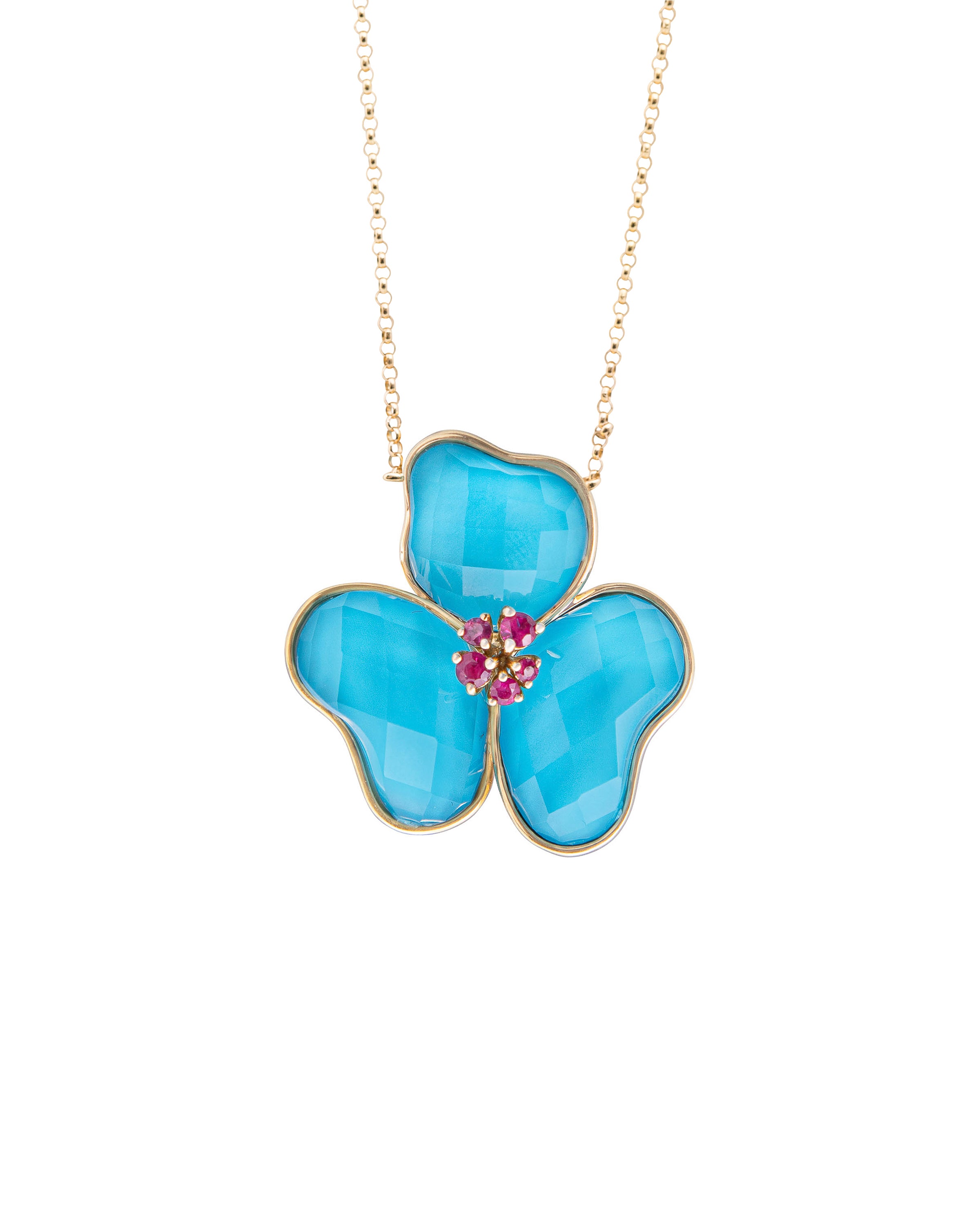 Il Petalo Large Single Charm in Turquoise and Ruby