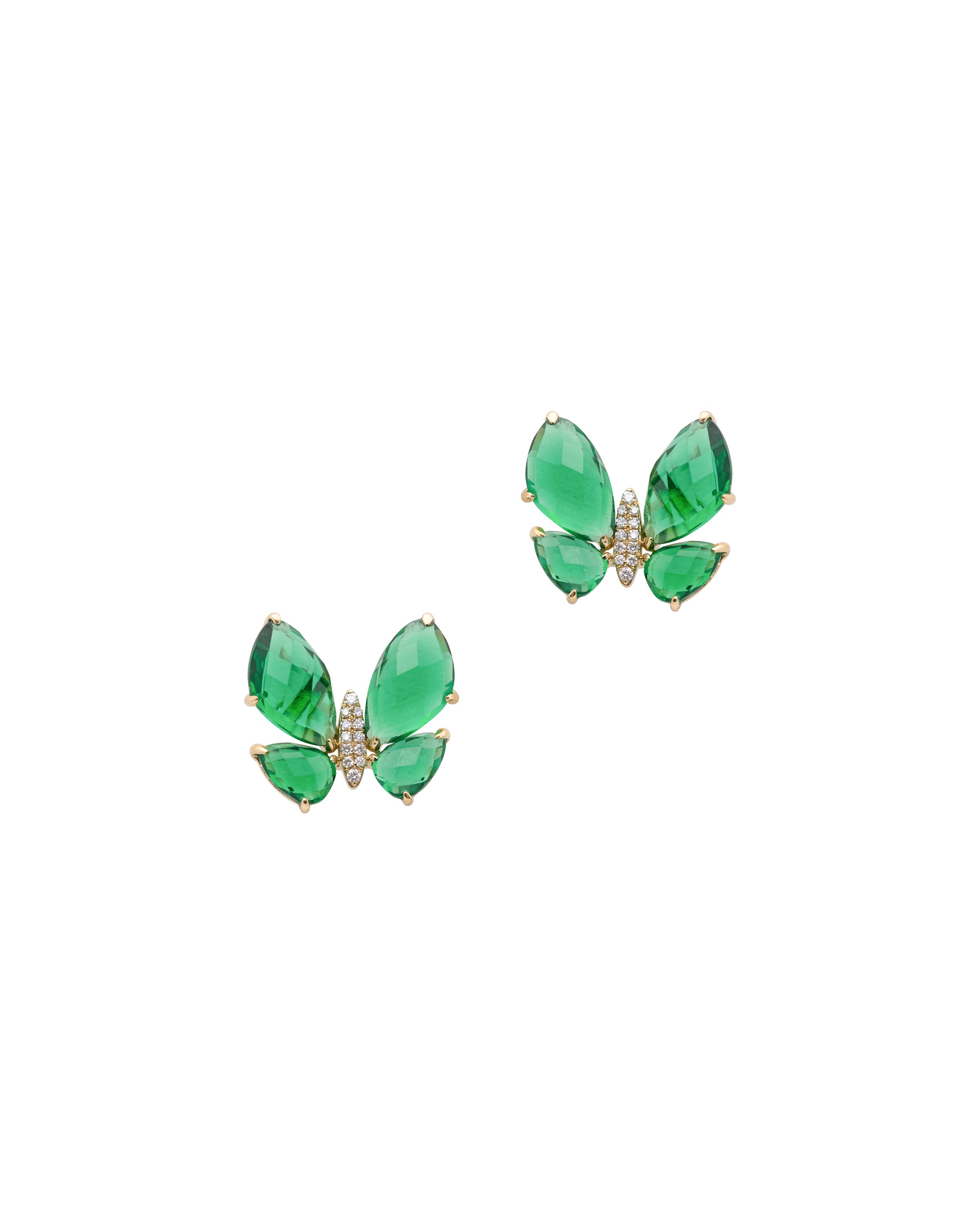 Fauna Small Butterfly Studs in Green Topaz