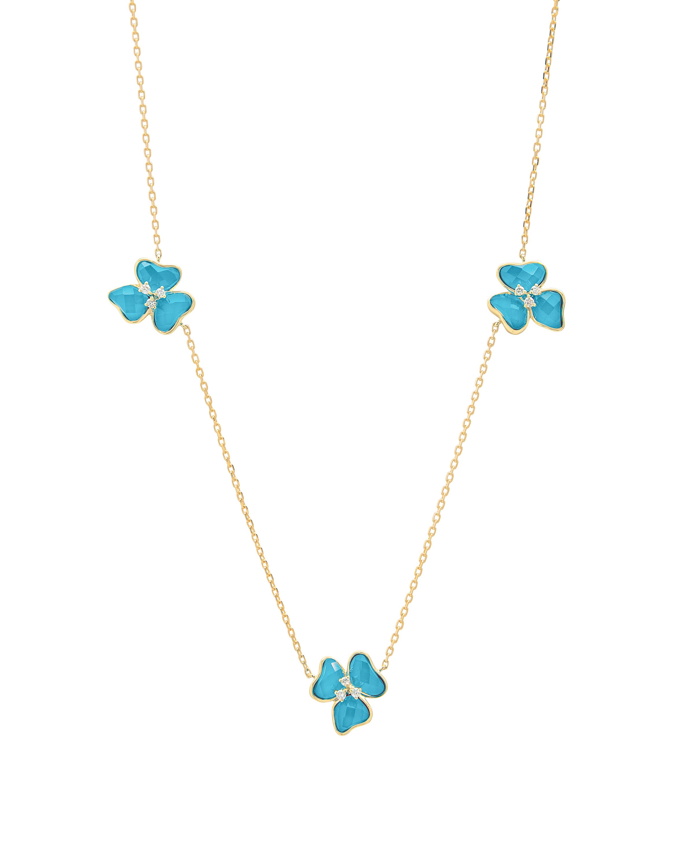 Il Petalo Mini Floral Station Necklace in Turquoise