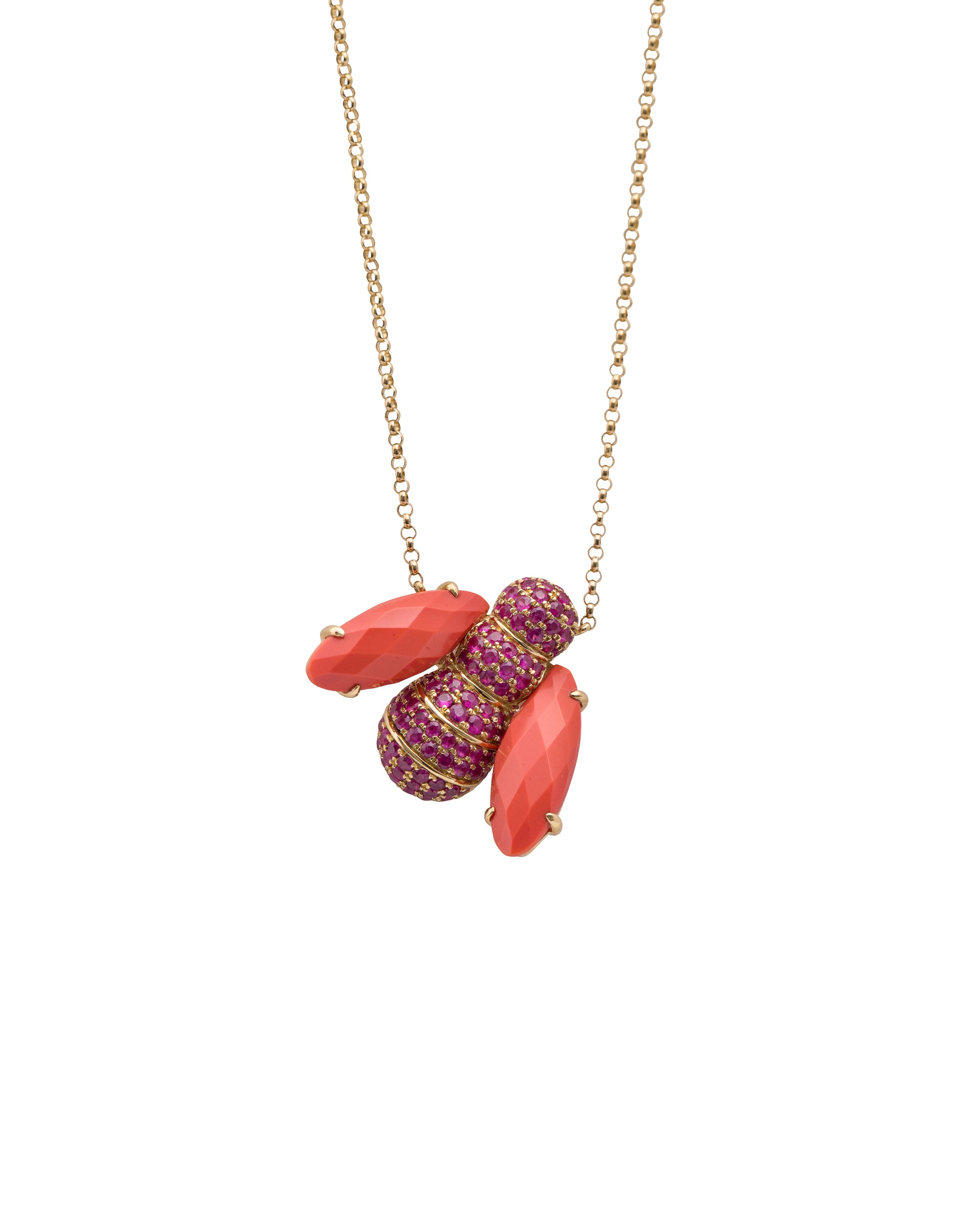 Pannalino Bee Necklace in Coral and Ruby