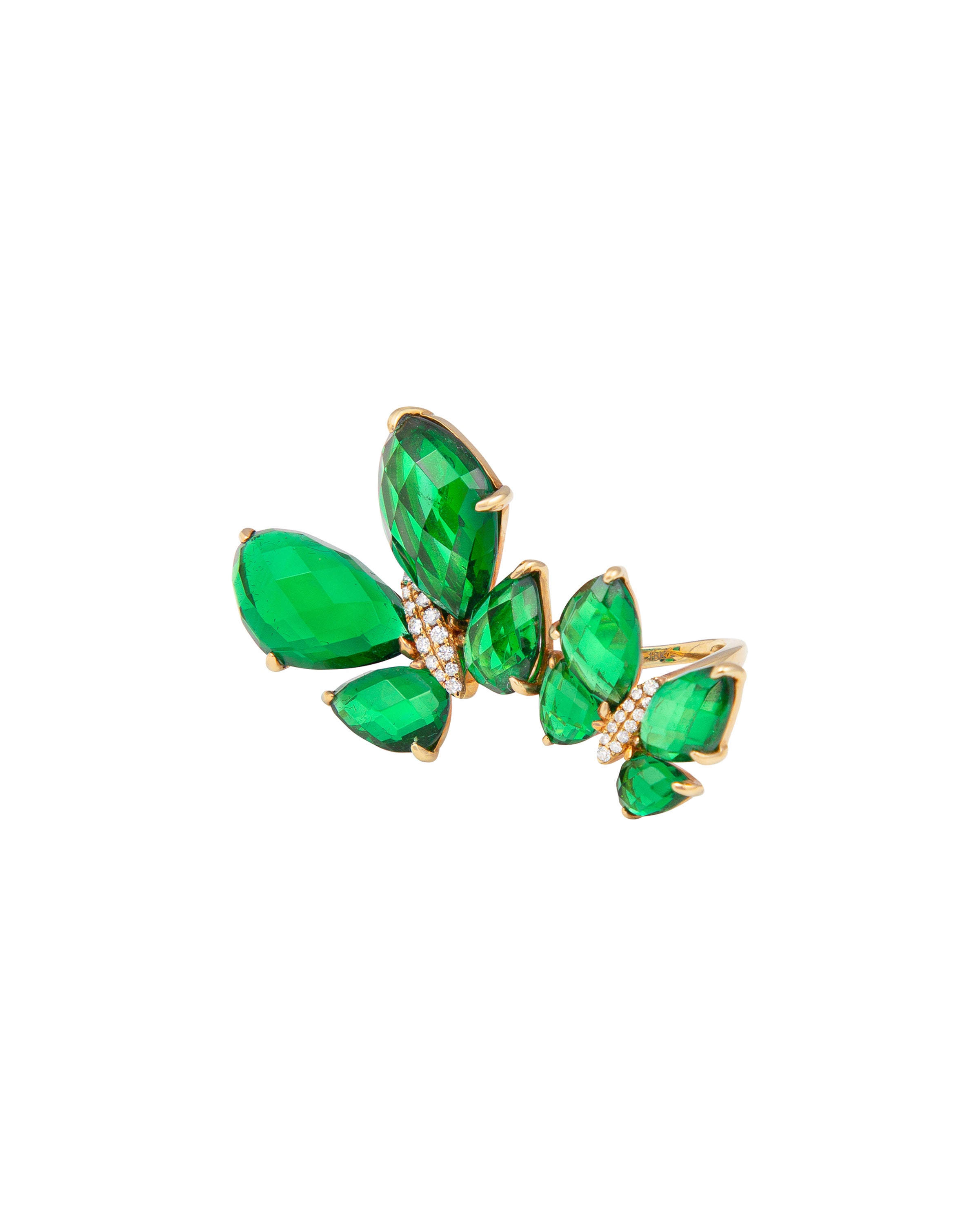 Fauna Double Butterfly Ring in Green Topaz