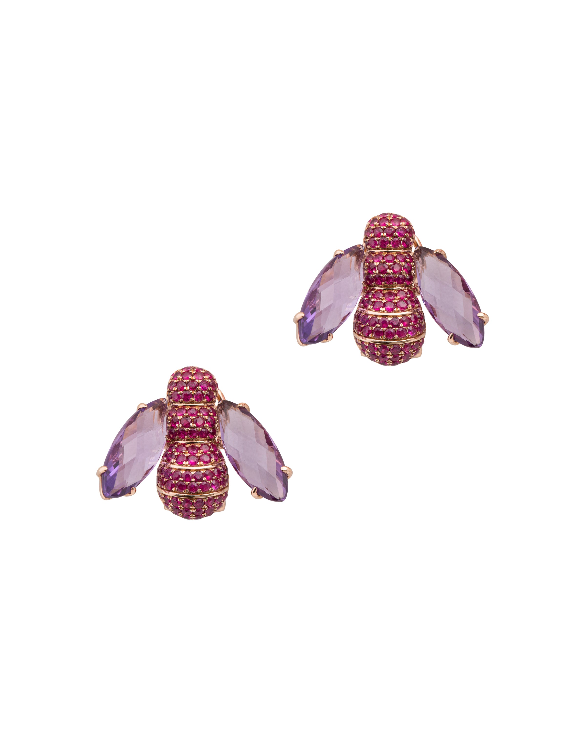 Pannalino Bee Earrings in Amethyst and Ruby