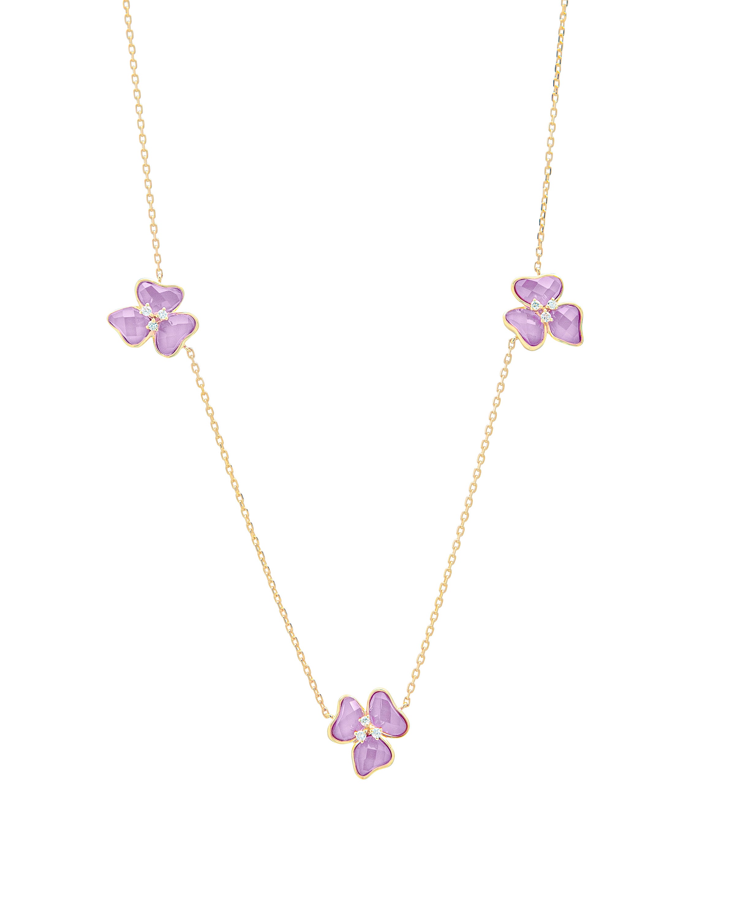 Il Petalo Mini Three Flower Necklace in Amethyst