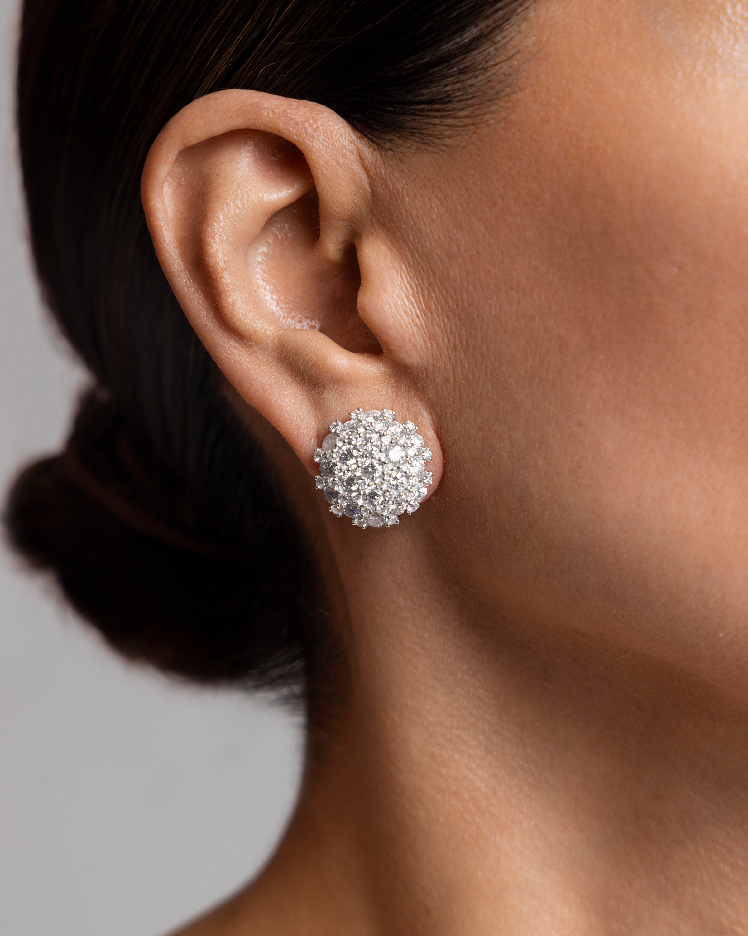 Cluster Diamond Button Earring