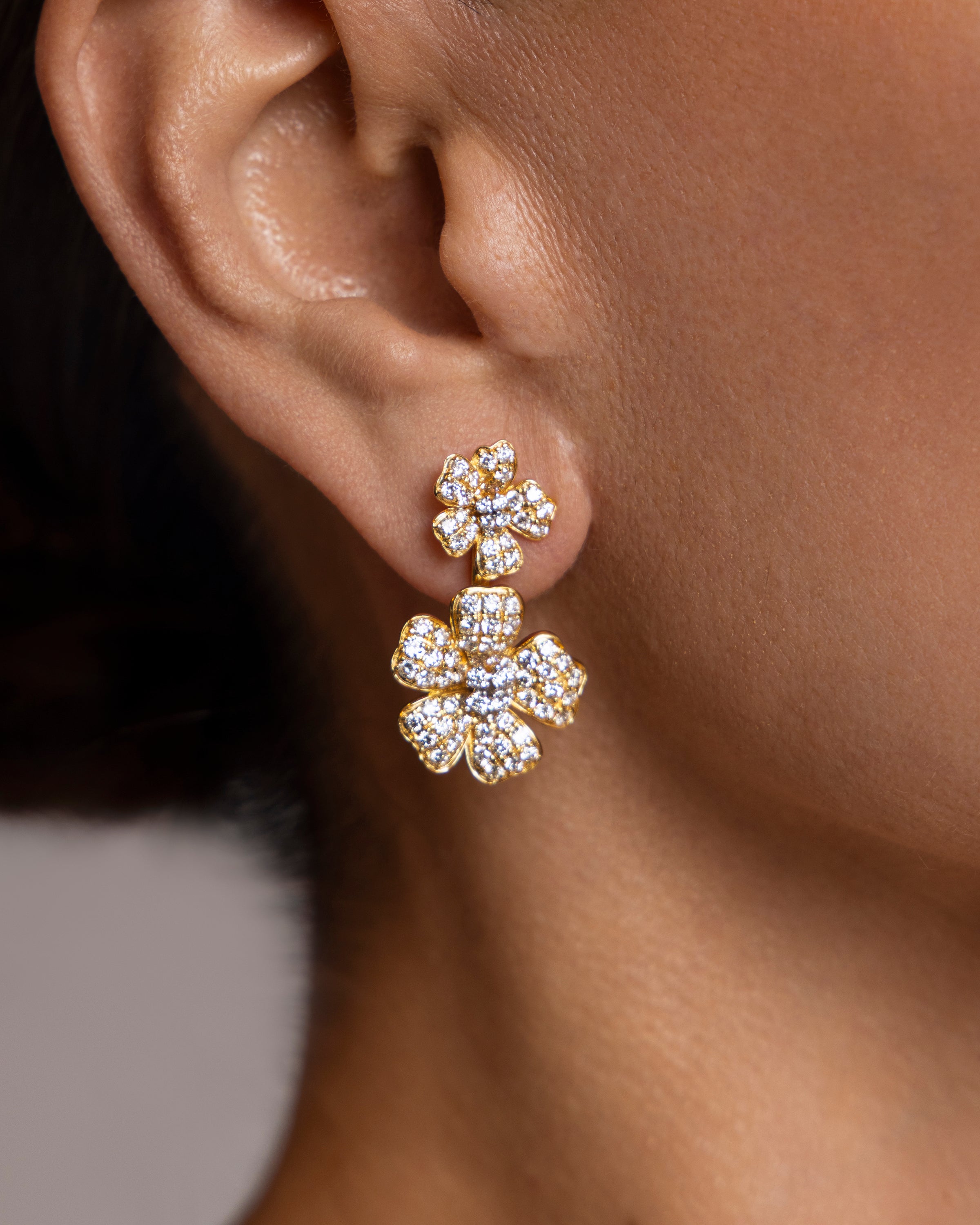 Double Floral Diamond Earrings