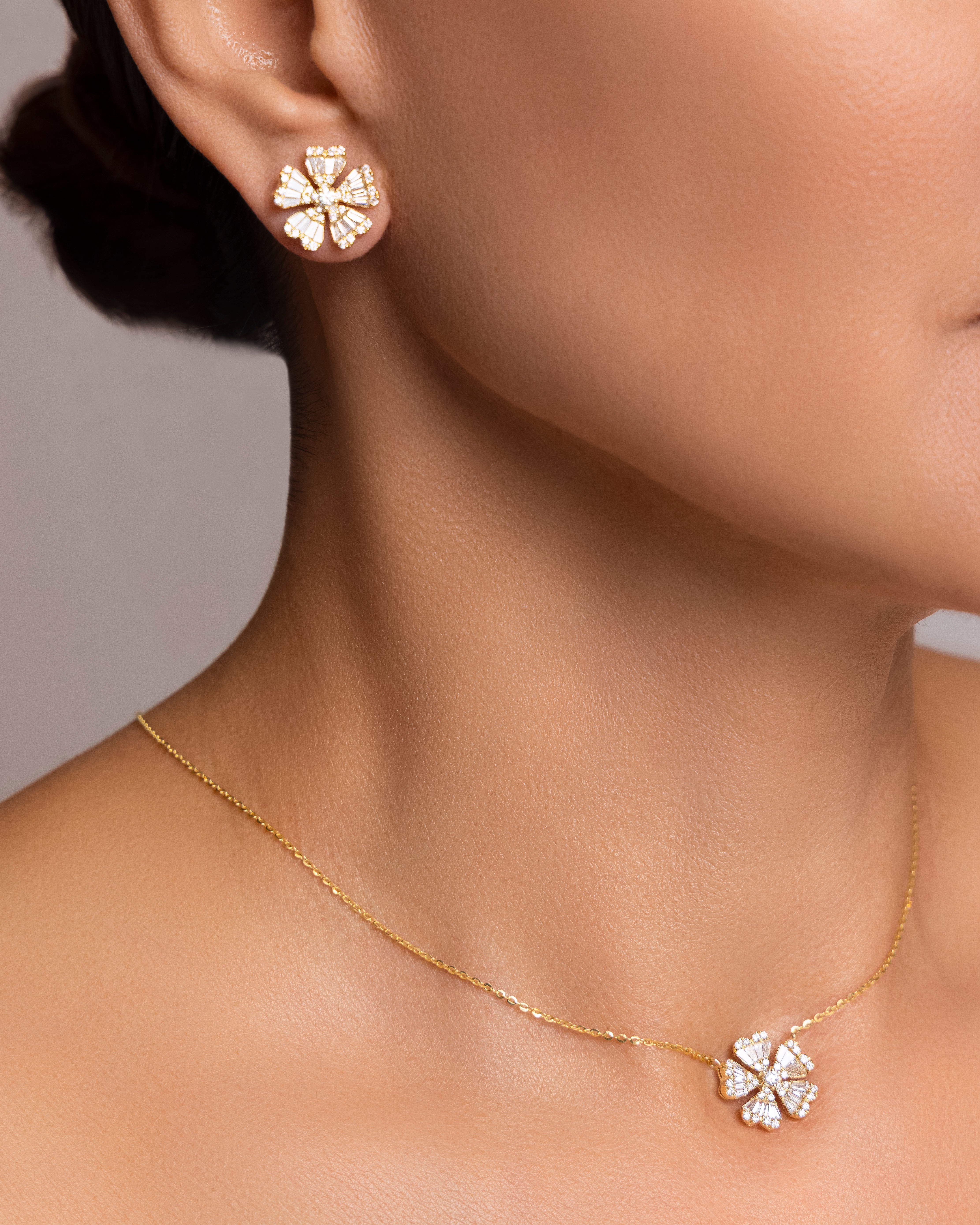 Heart Clover Flower Earring