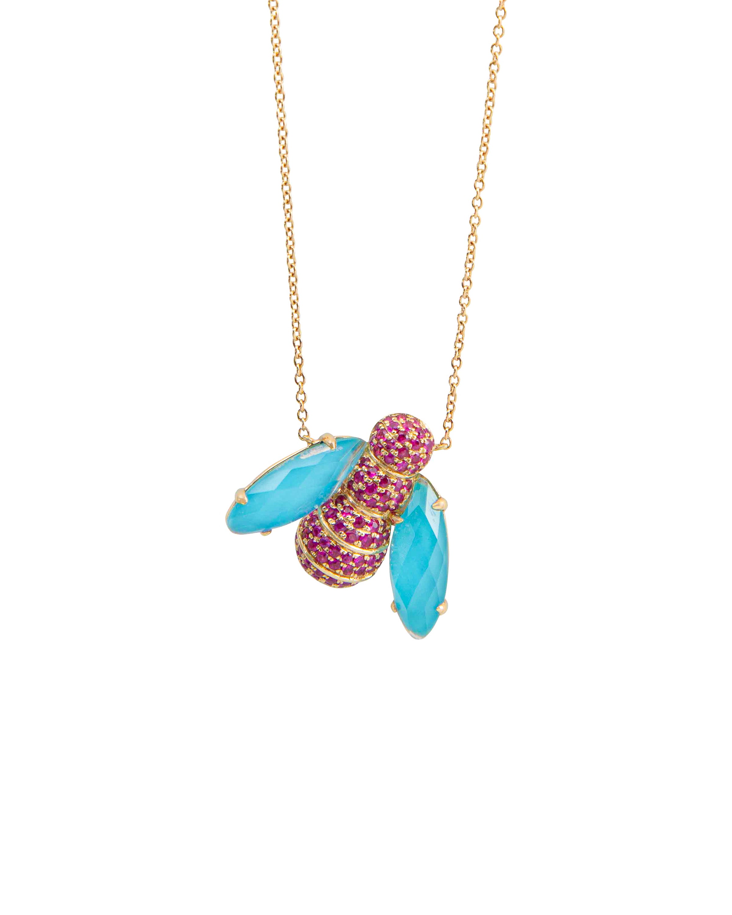 Pannalino Bee Necklace in Turquoise and Ruby