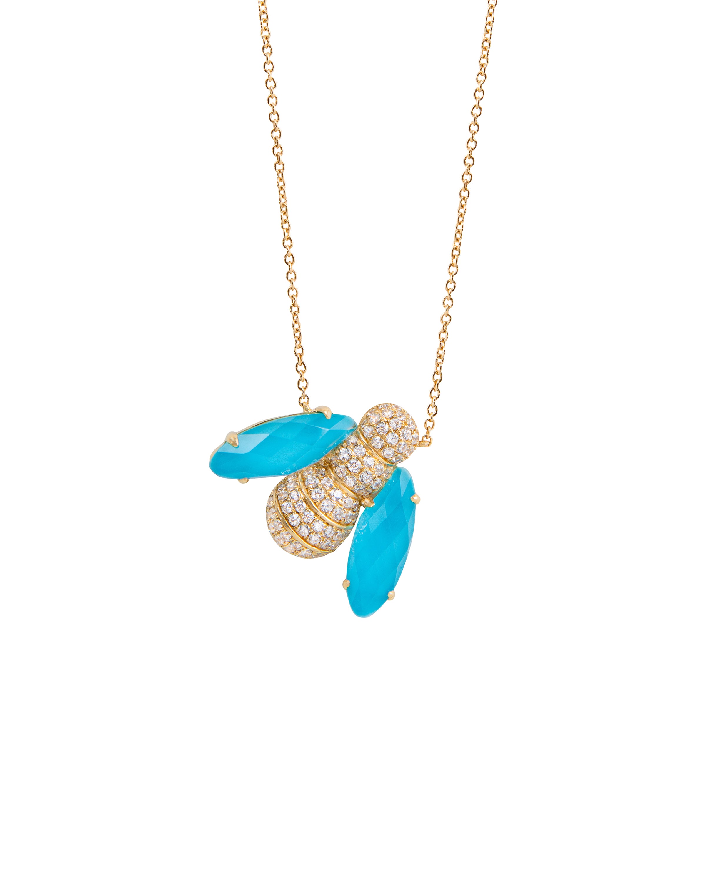 Pannalino Bee Necklace in Turquoise and White Topaz