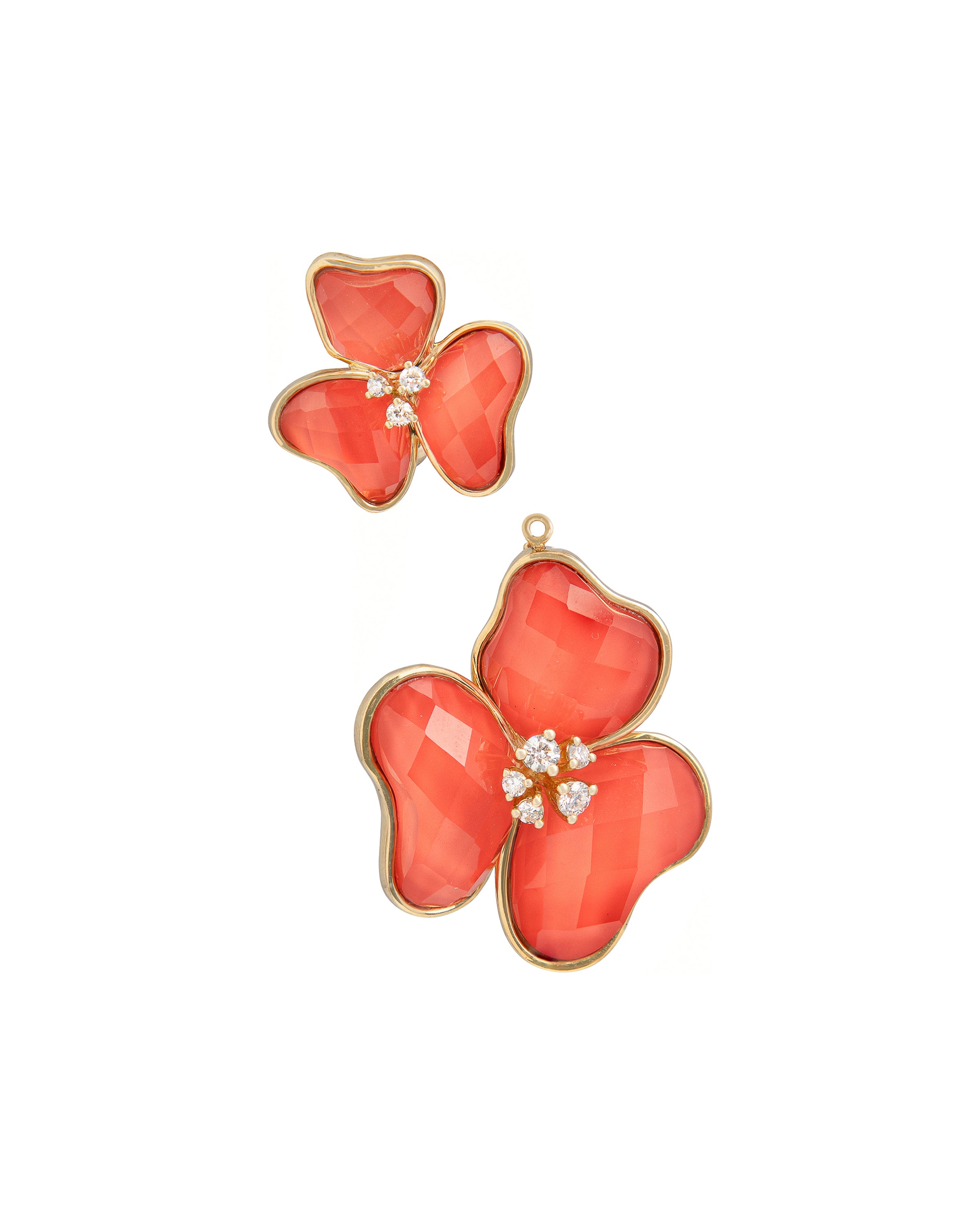Il Petalo Multi Fiori Drop Earrings in Coral