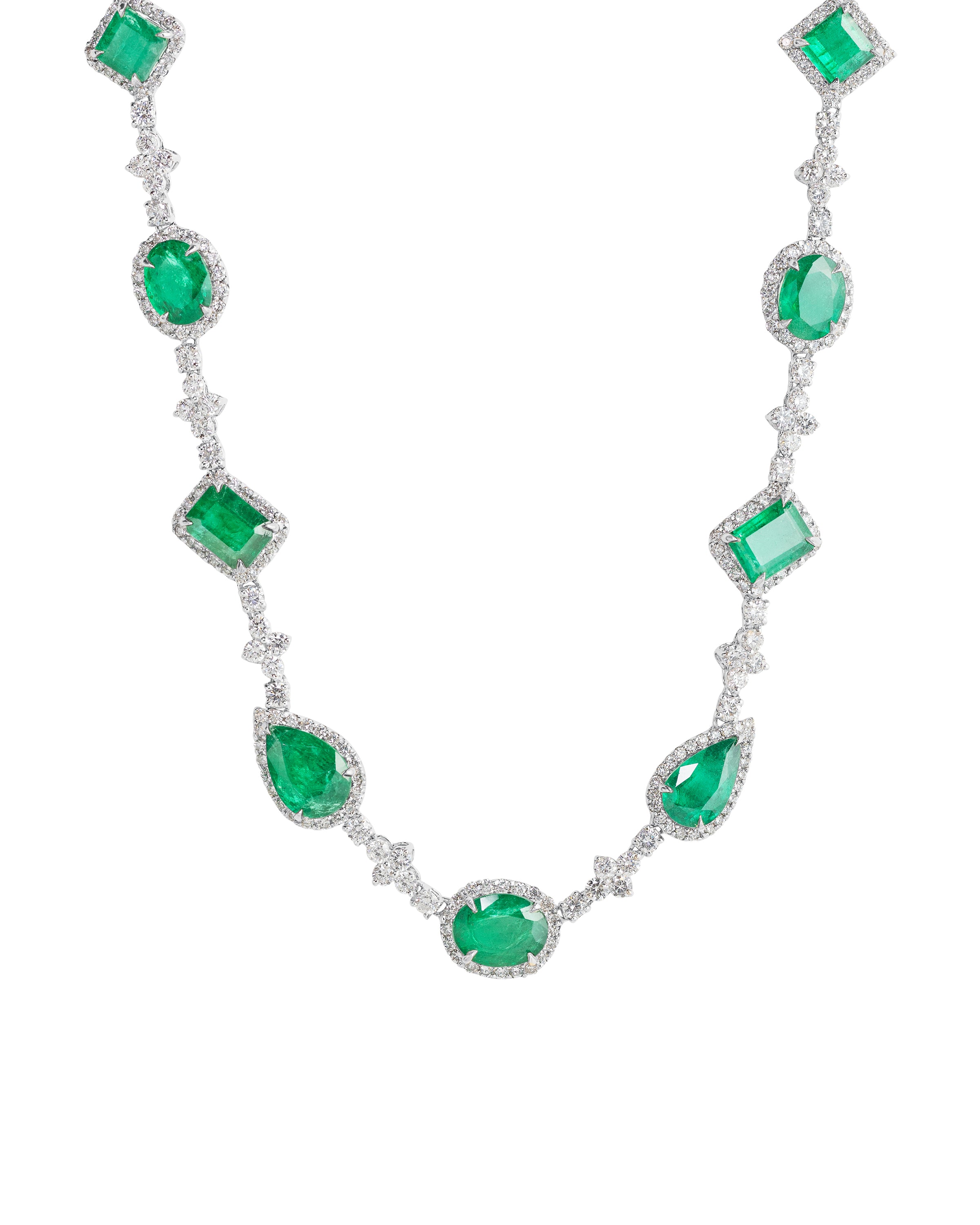 Petite Diamond Fleur Emerald Necklace