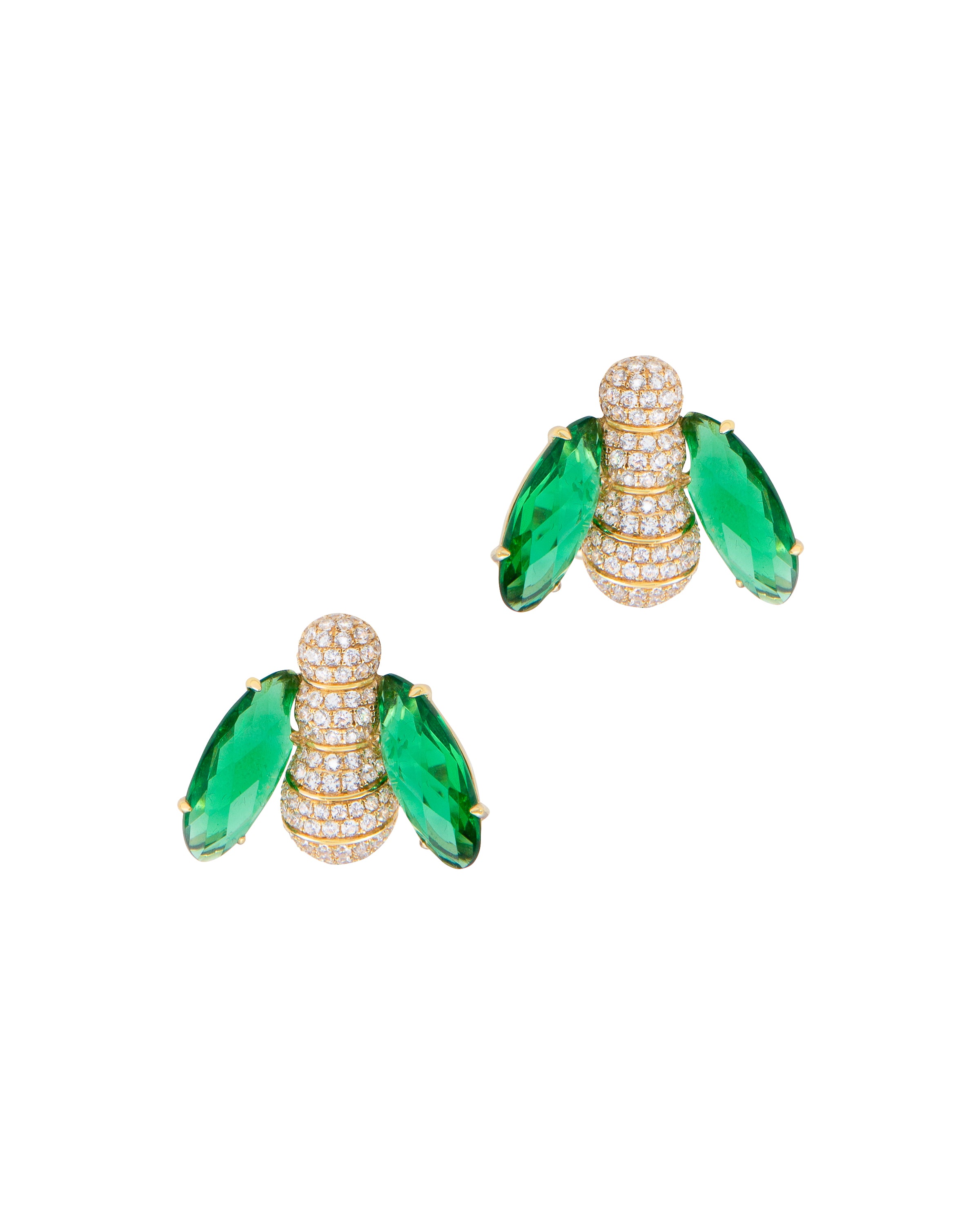 Pannalino Bee Earrings in Green Topaz and White Topaz