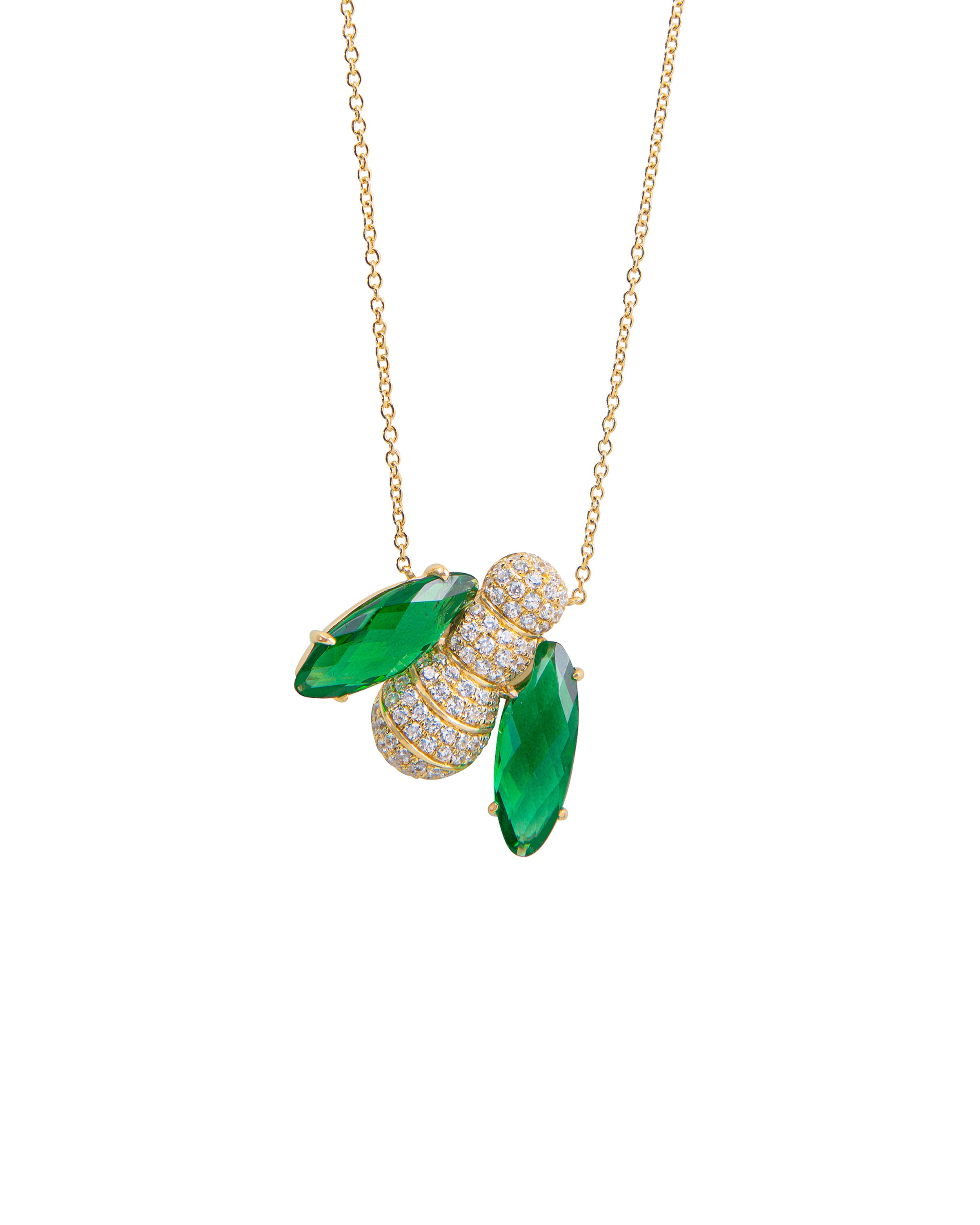 Pannalino Bee Necklace in Green Topaz and White Topaz