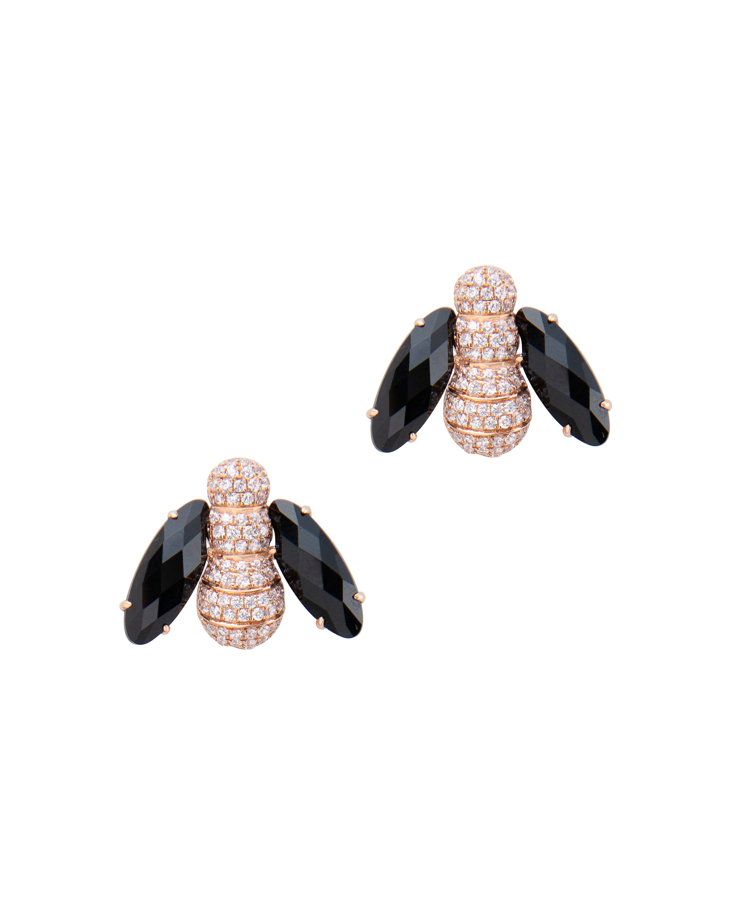 Pannalino Bee Earrings in Black Onyx and White Topaz