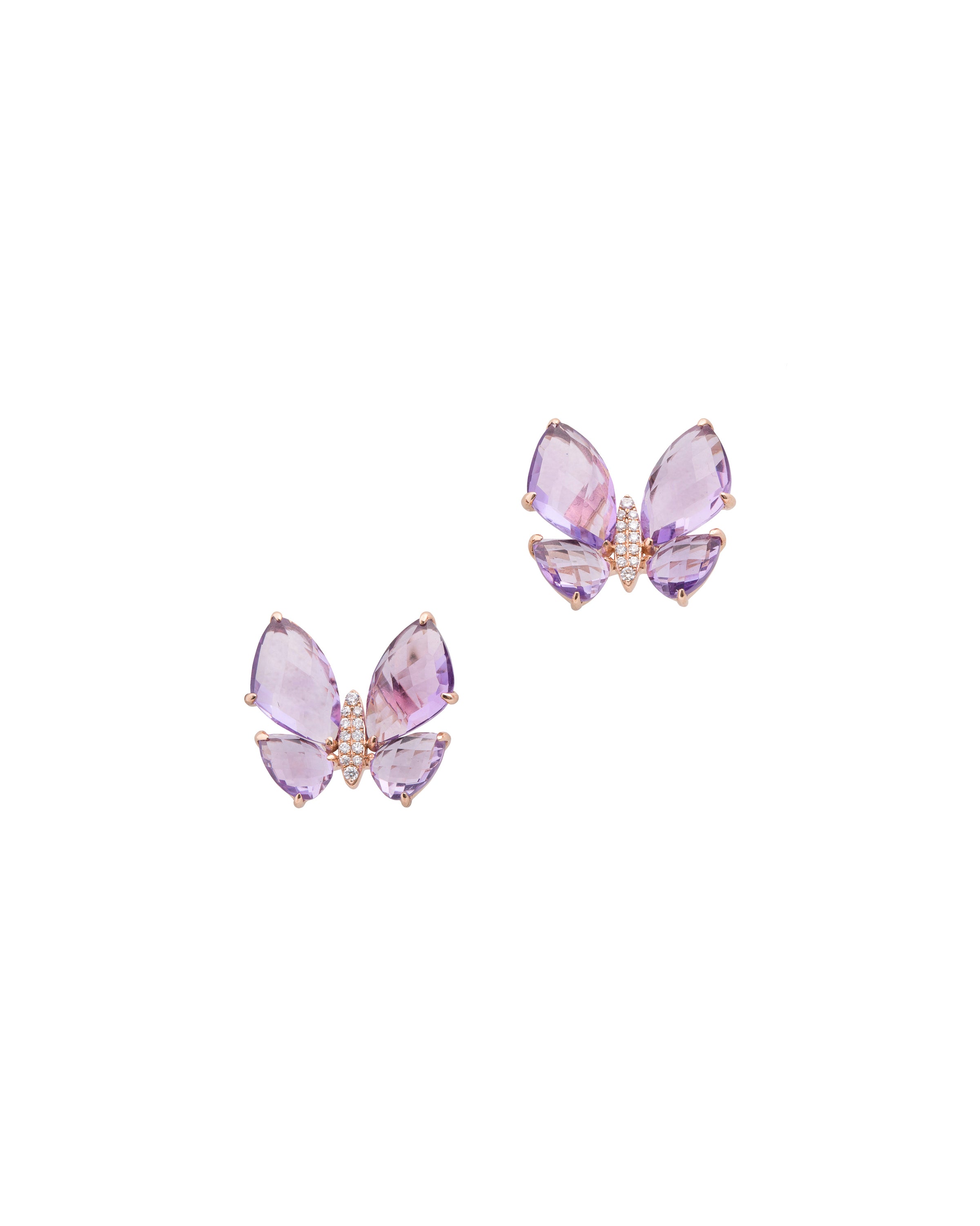 Fauna Small Butterfly Studs in Amethyst