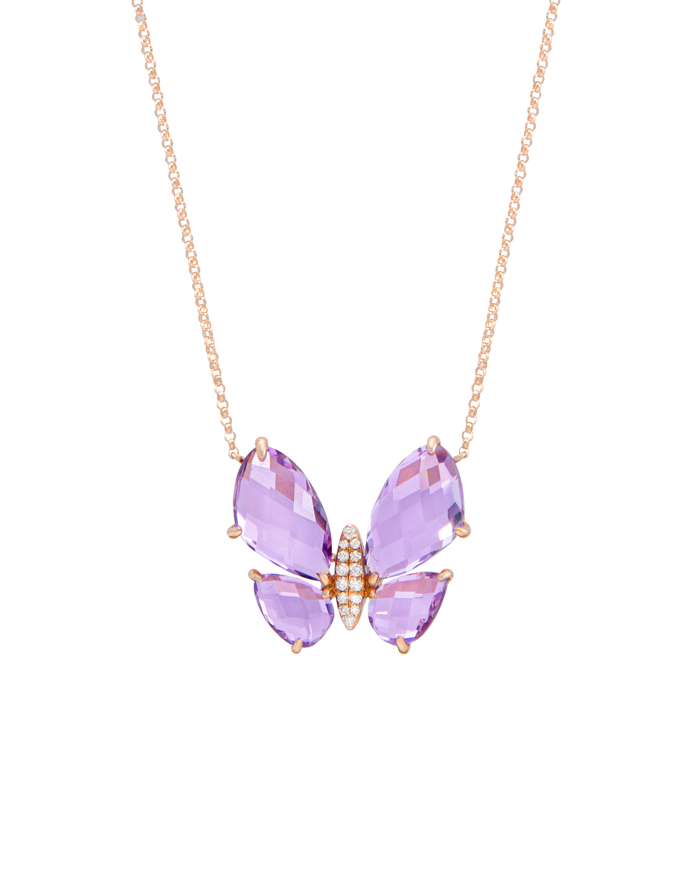 Fauna Large Butterfly Necklace in Amethyst