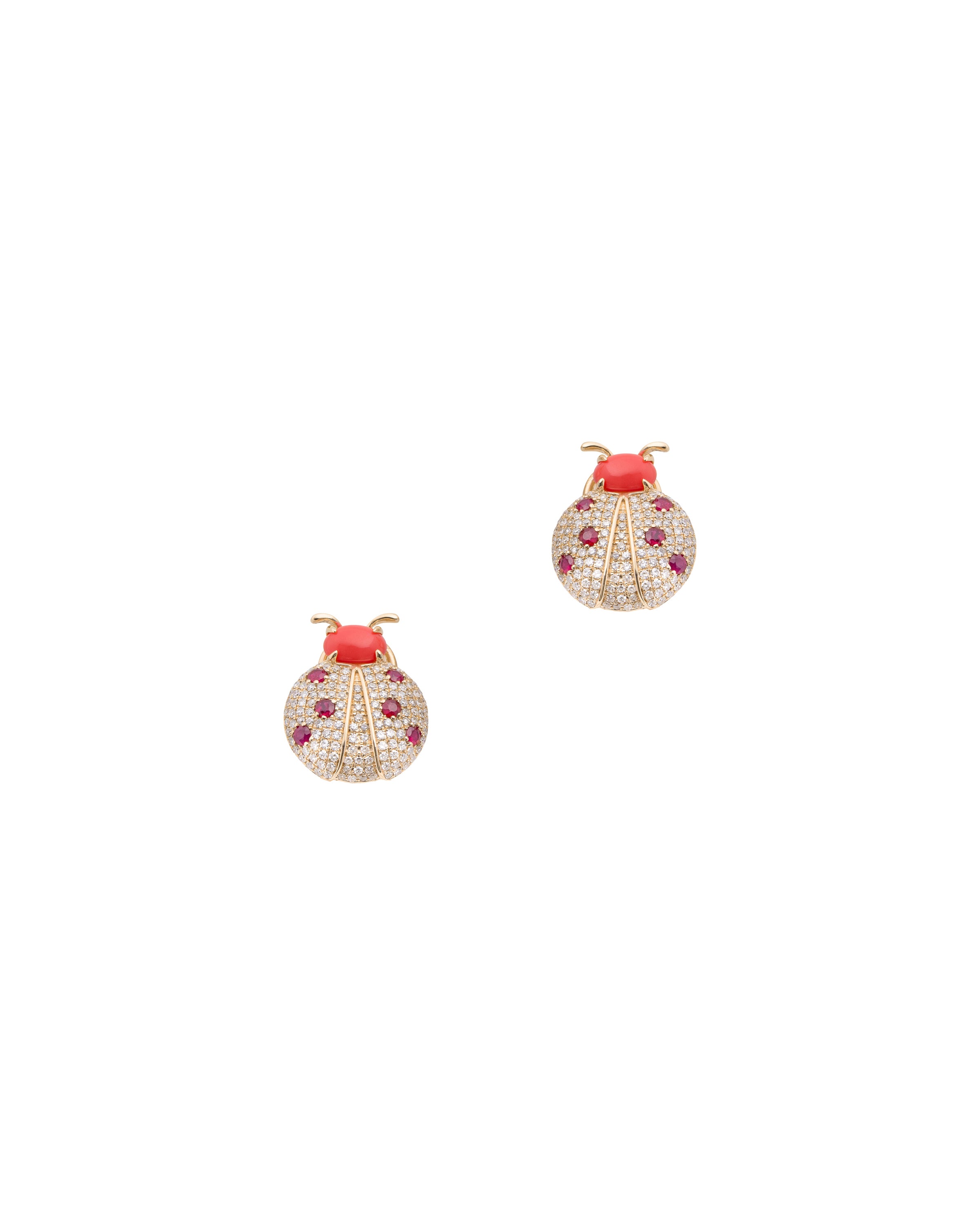 Pannalino Mini Ladybug Earrings Coral
