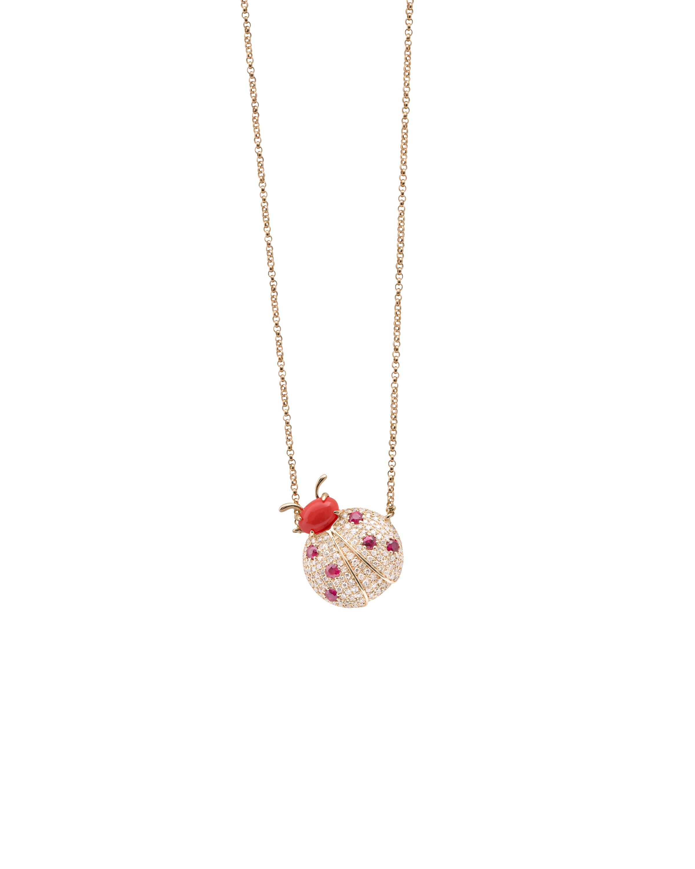 Pannalino Mini Ladybug Necklace in Coral
