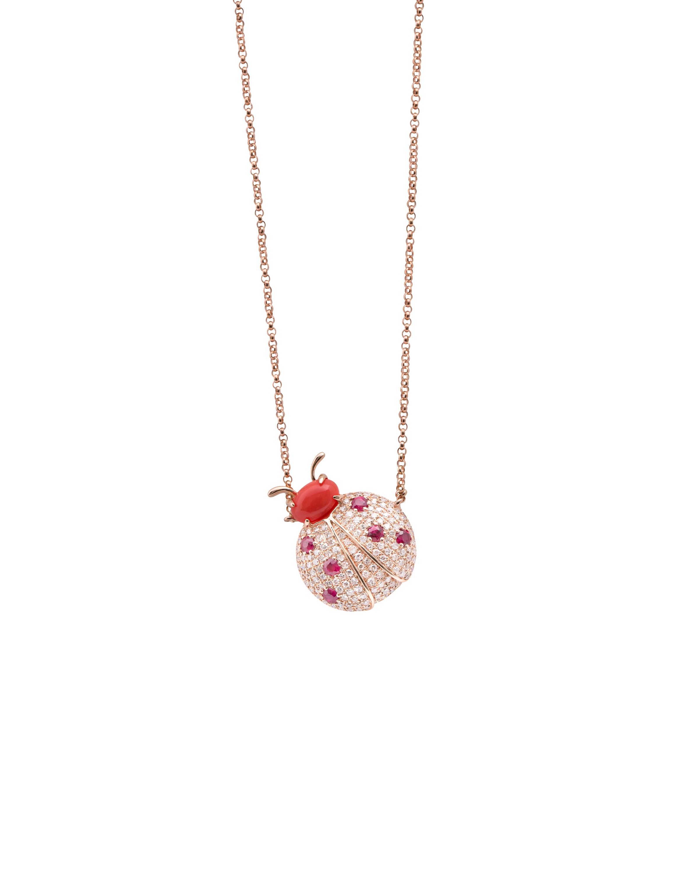 Pannalino Ladybug Necklace in Coral