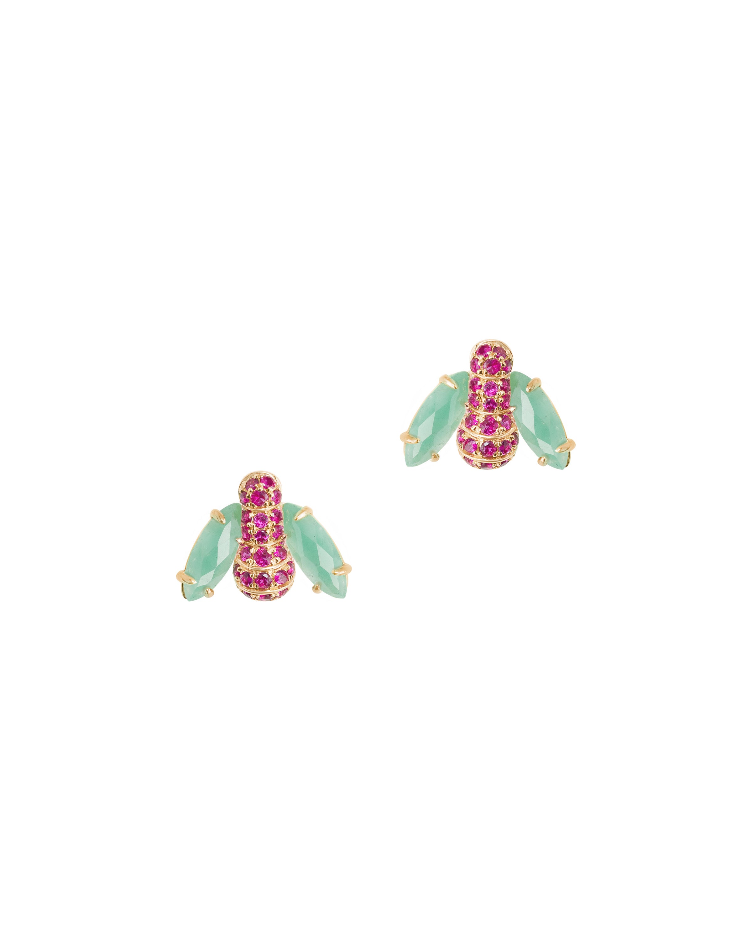 Pannalino Baby Bee Earrings in Aventurine and Ruby
