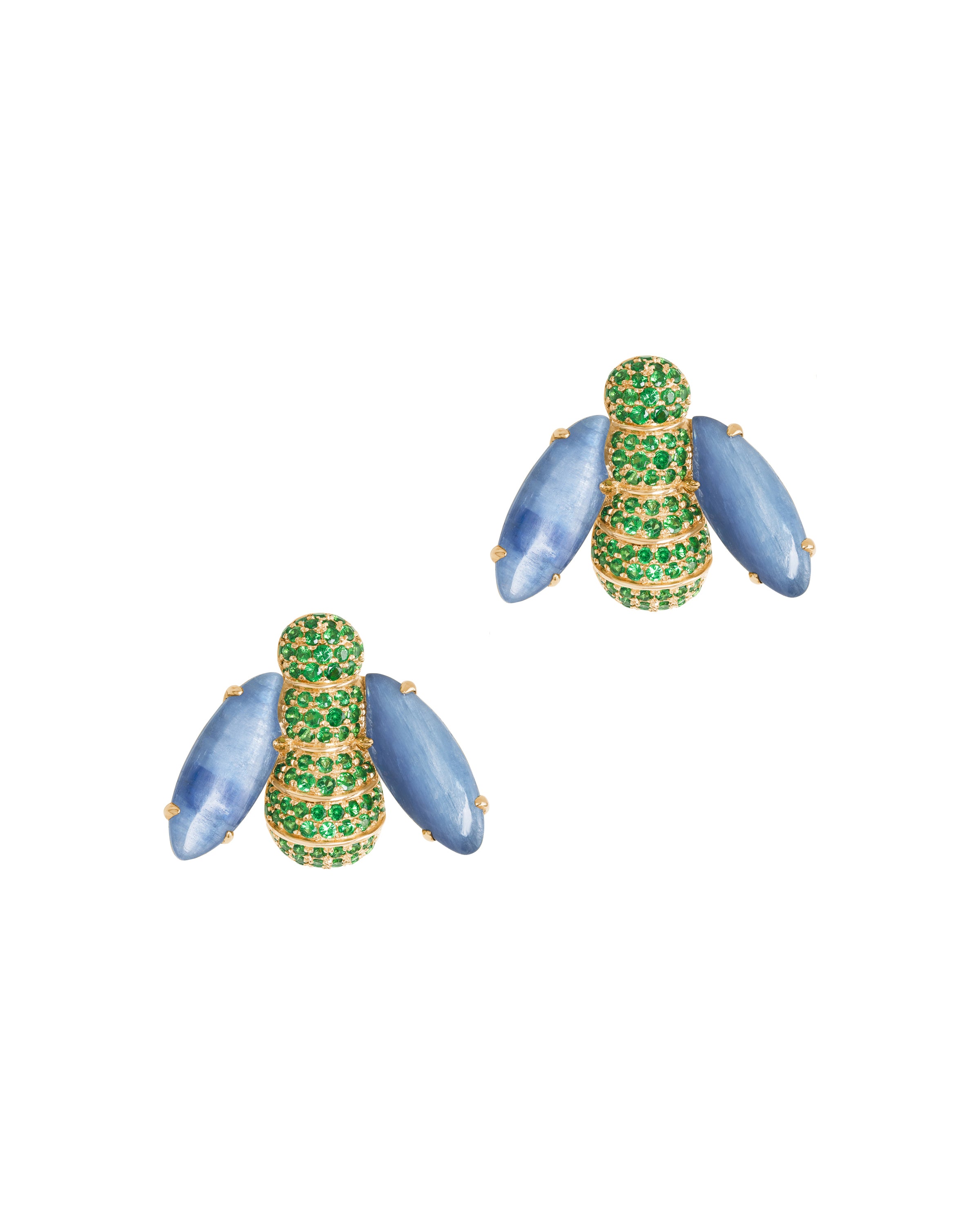 Pannalino Bee Earrings in Kyanite and Green Garnet