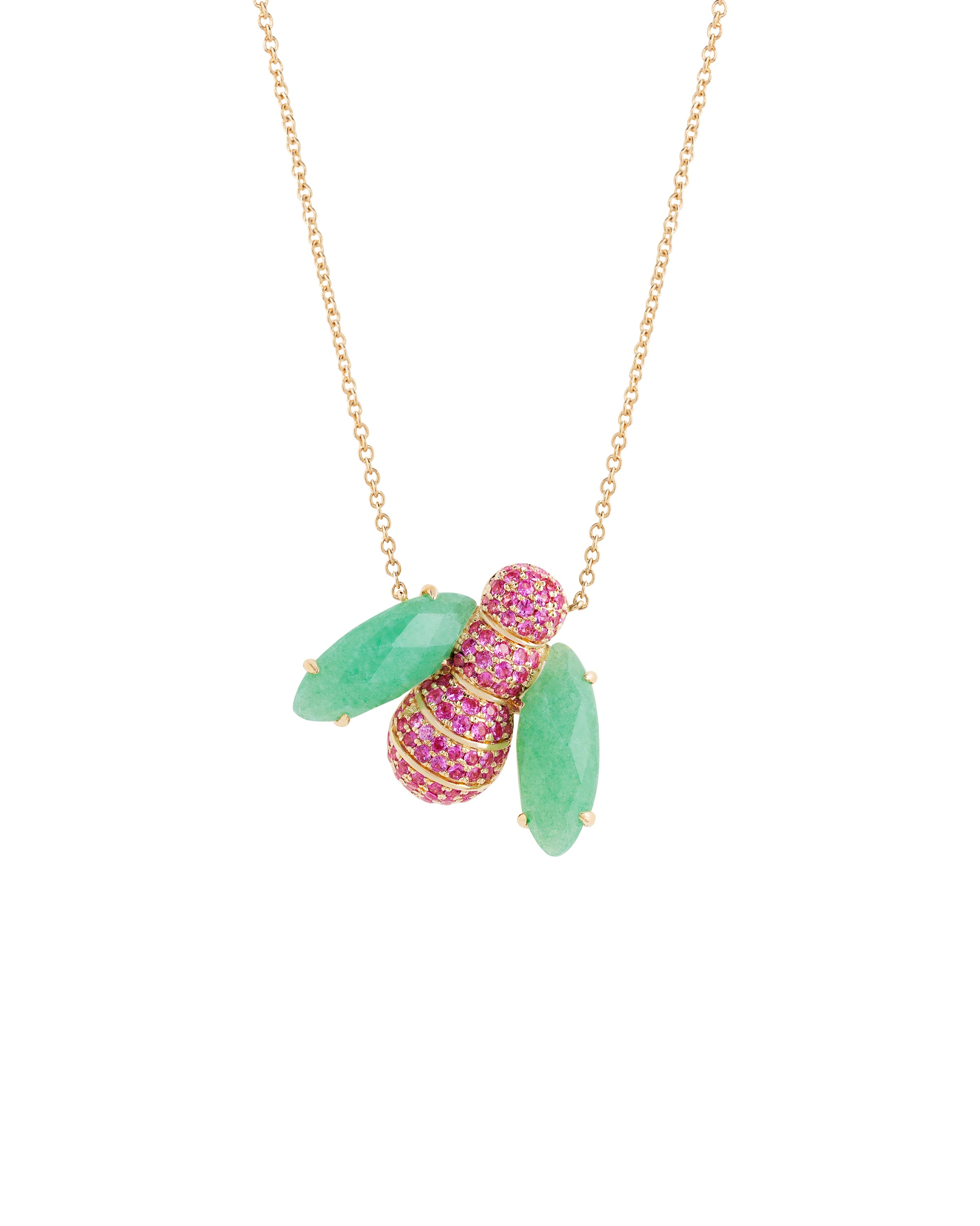Pannalino Bee Necklace in Aventurine and Ruby