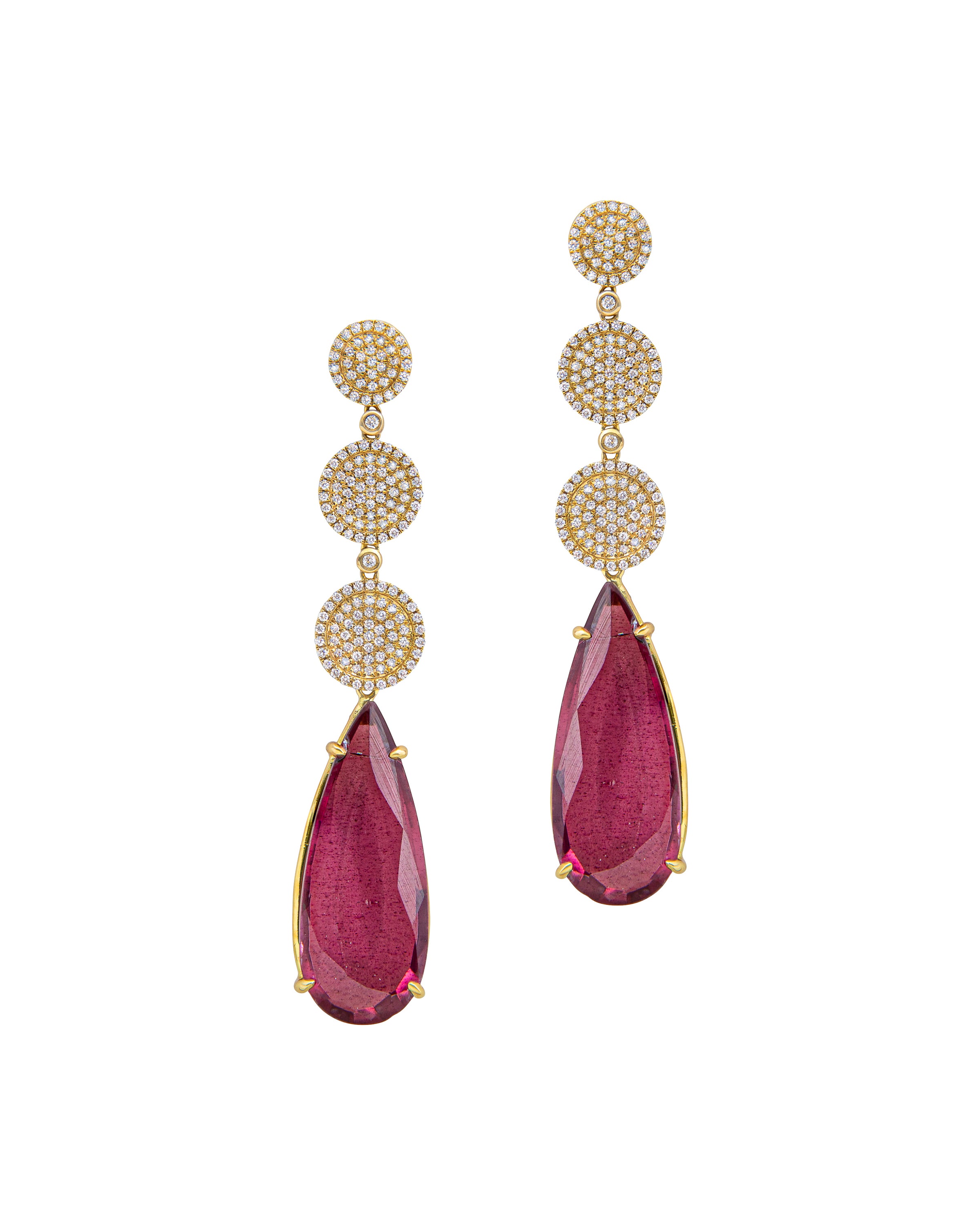 Medallion Drop Pink Topaz Earrings