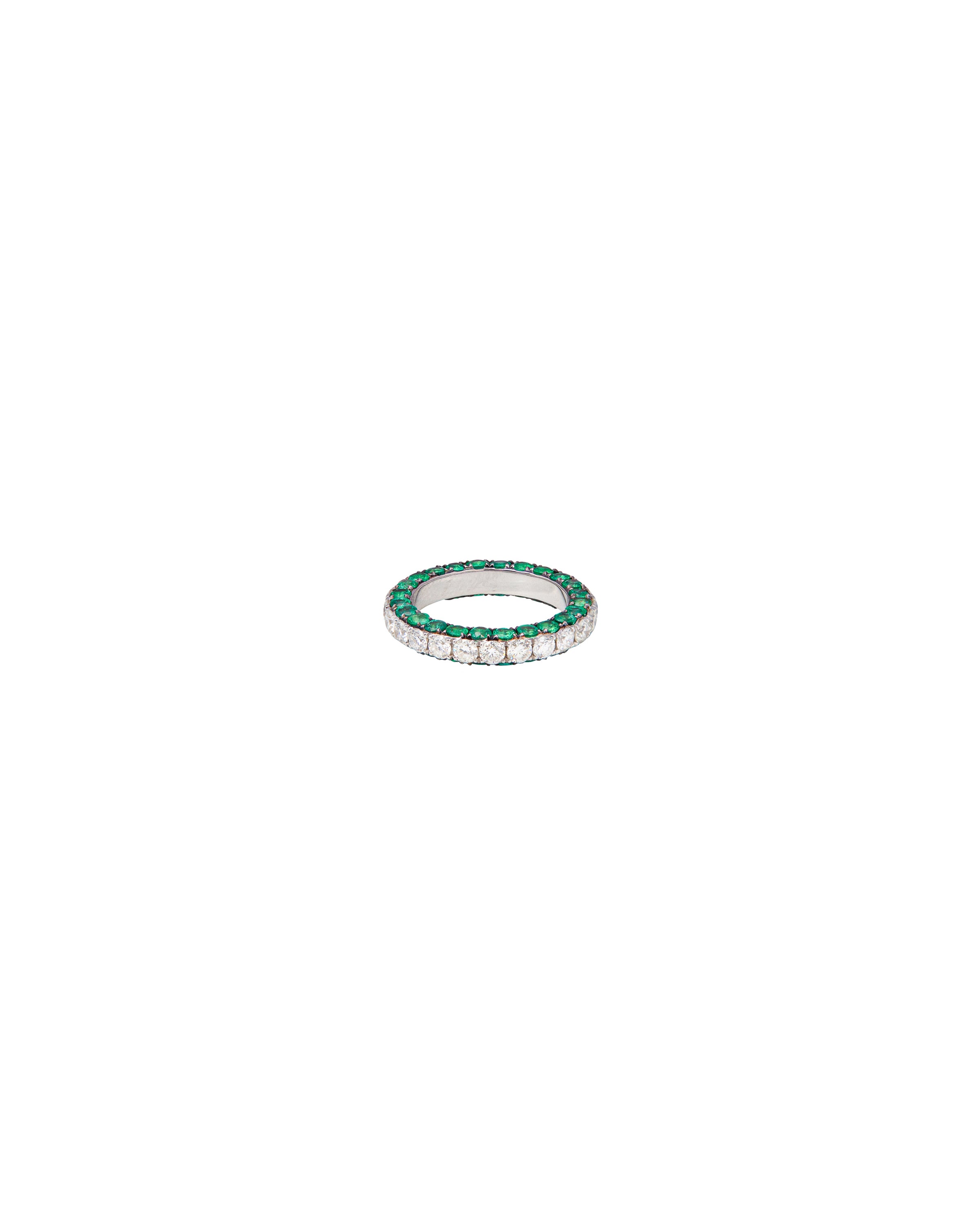 Contemporary Diamond and Emerald Band
