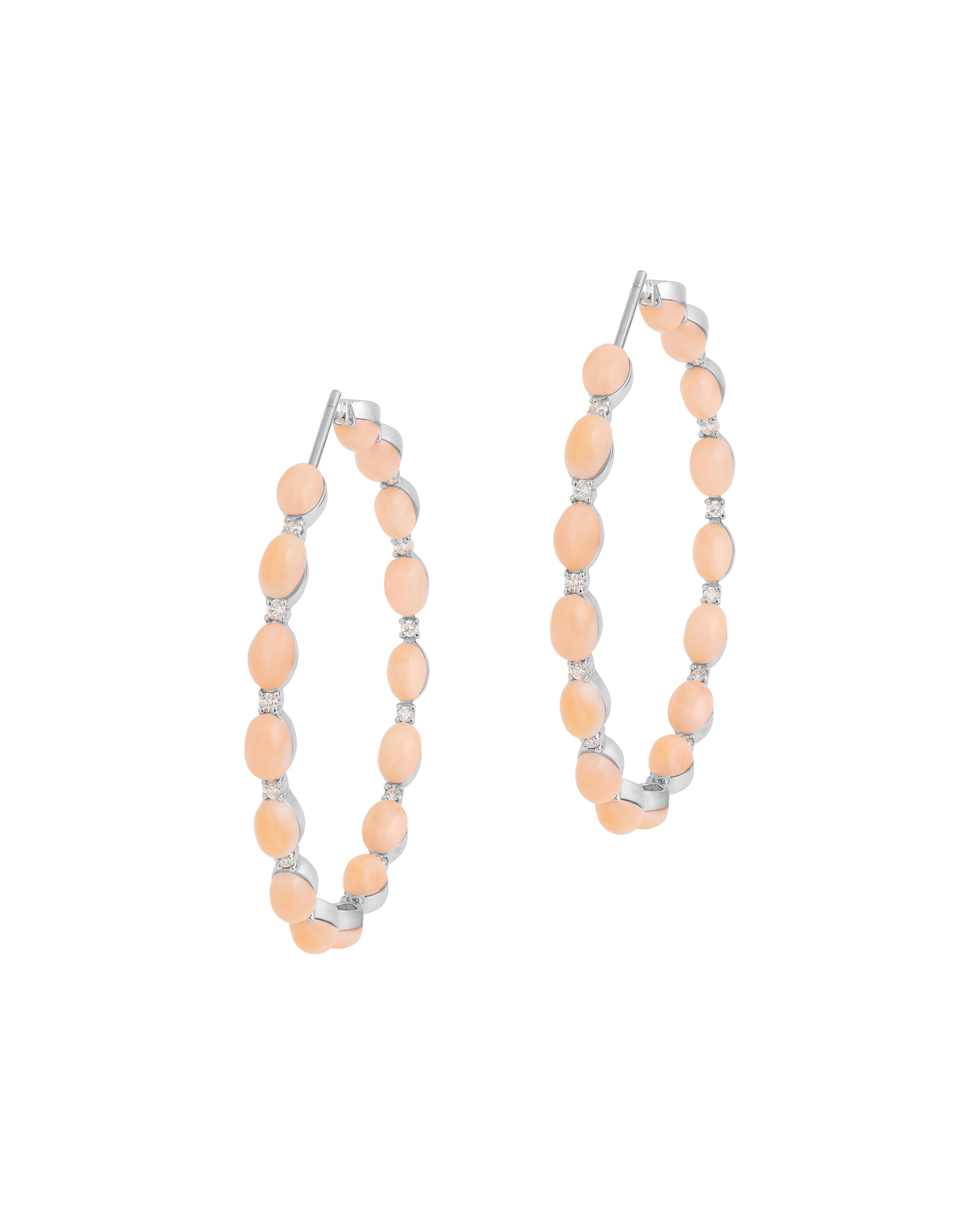 Coral and Diamonds Hoops