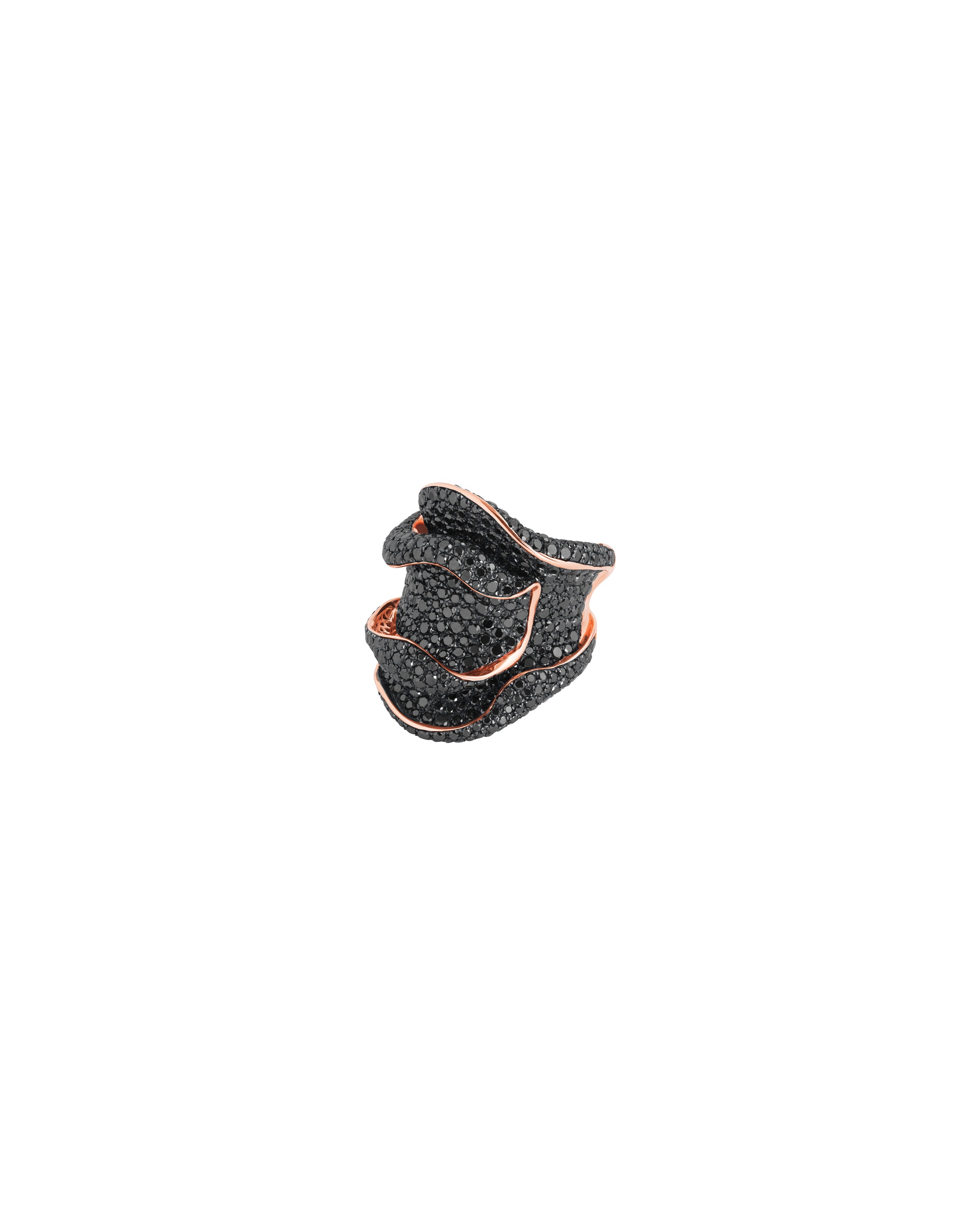 Swirling Black Diamond Cocktail Ring