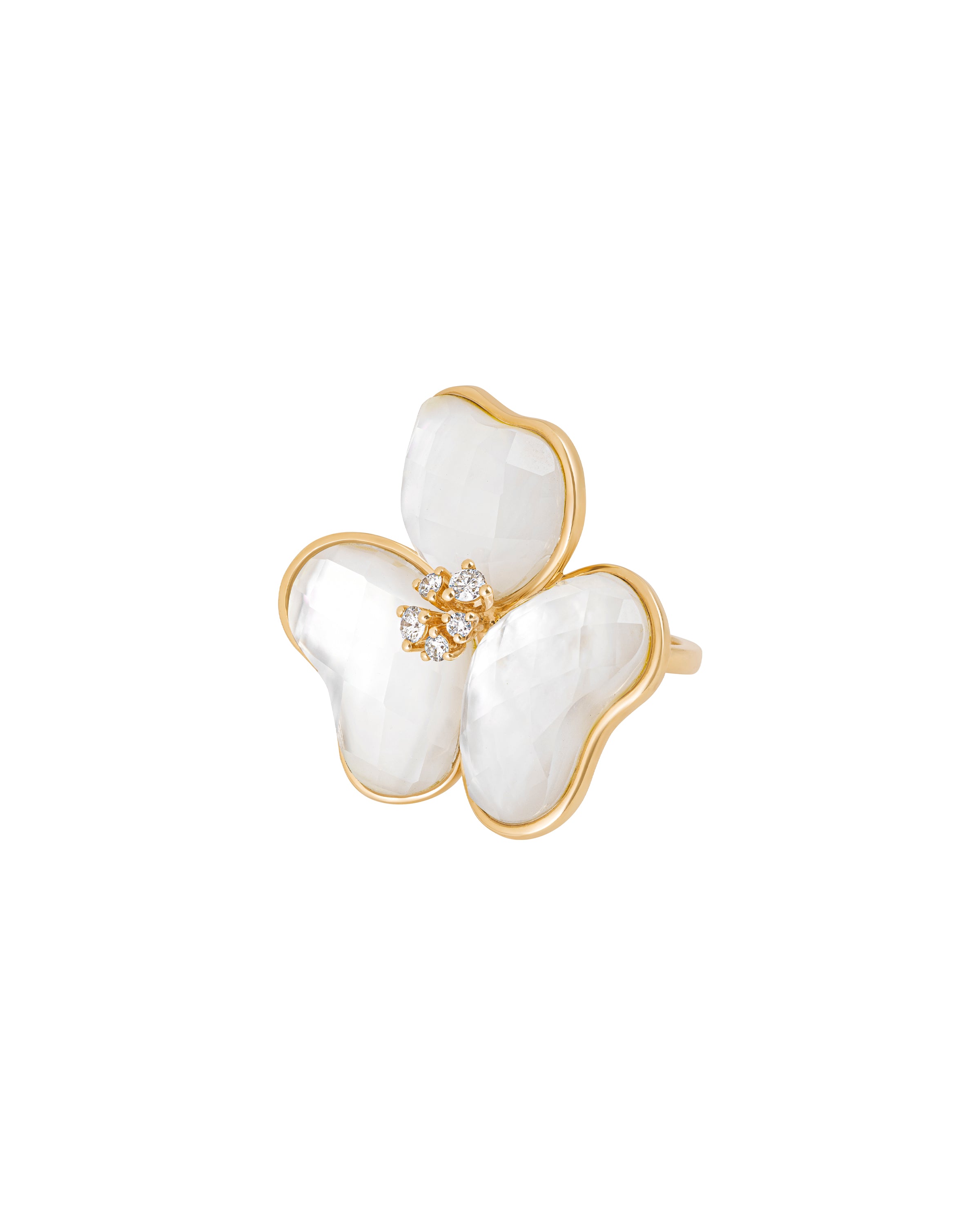 Il Petalo Large Floral Ring in Mother of Pearl
