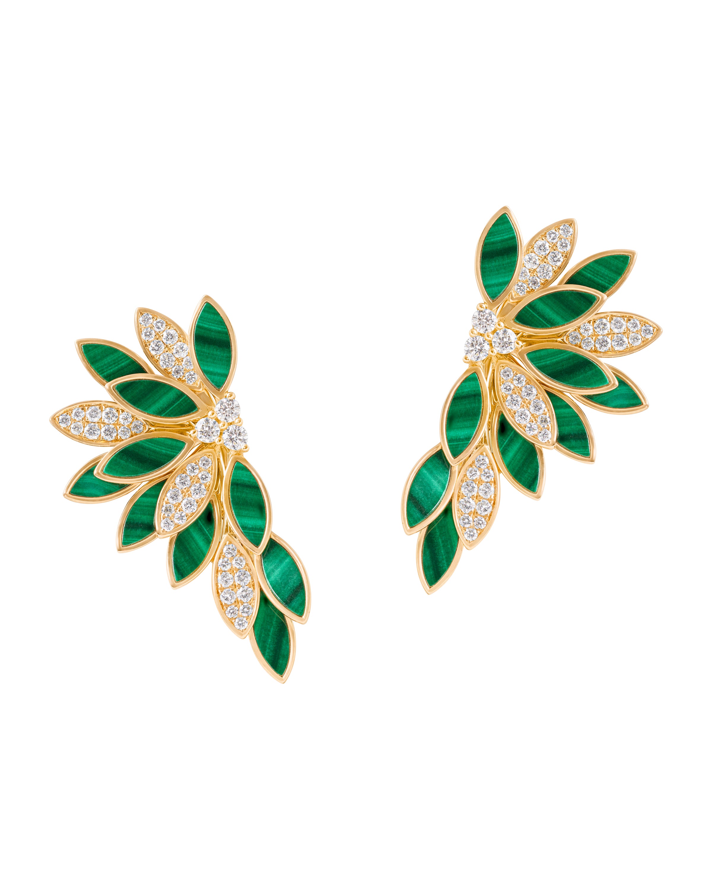 Il Giardino Fan Earrings in Green Malachite