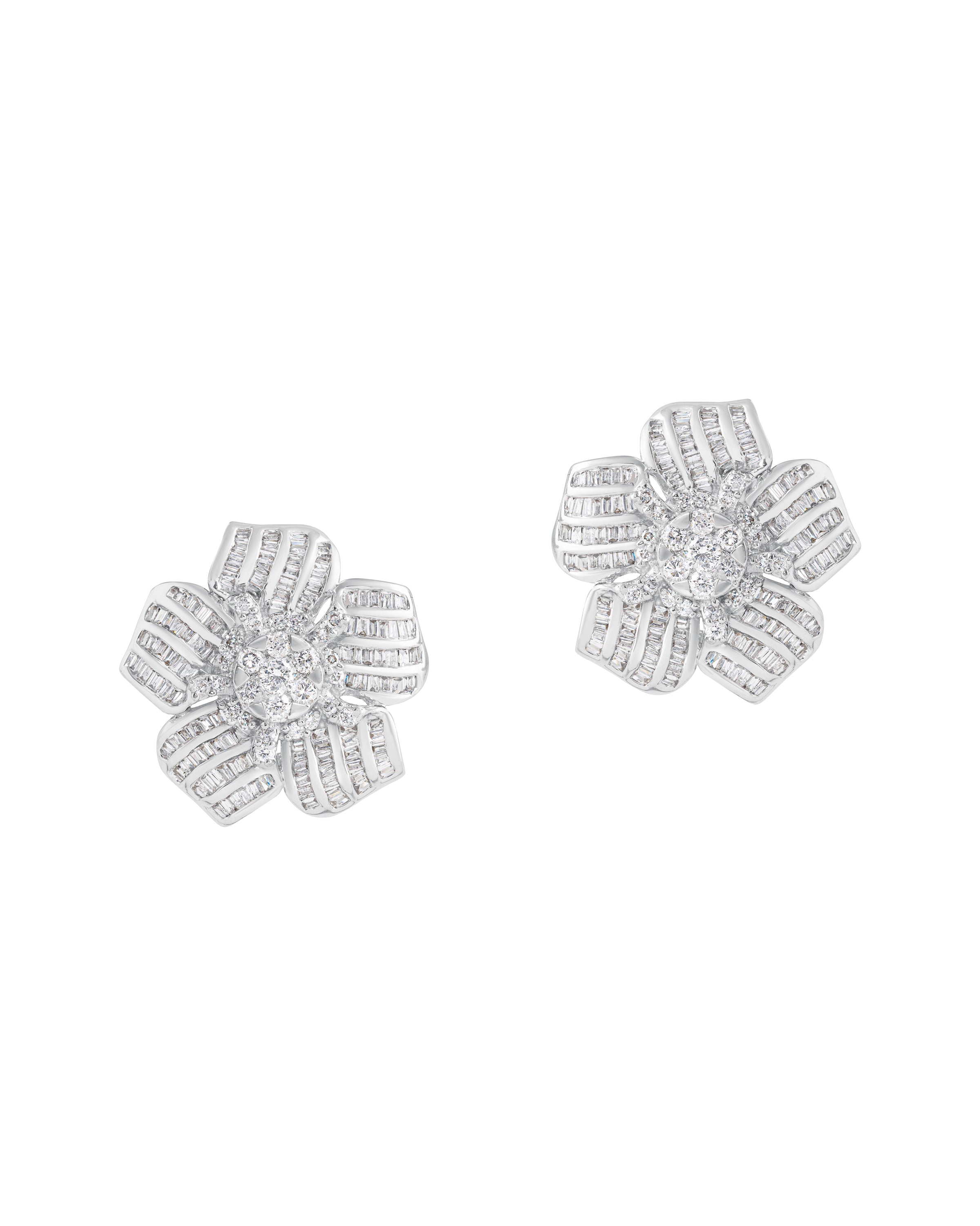 Modern Diamond Flower Earrings
