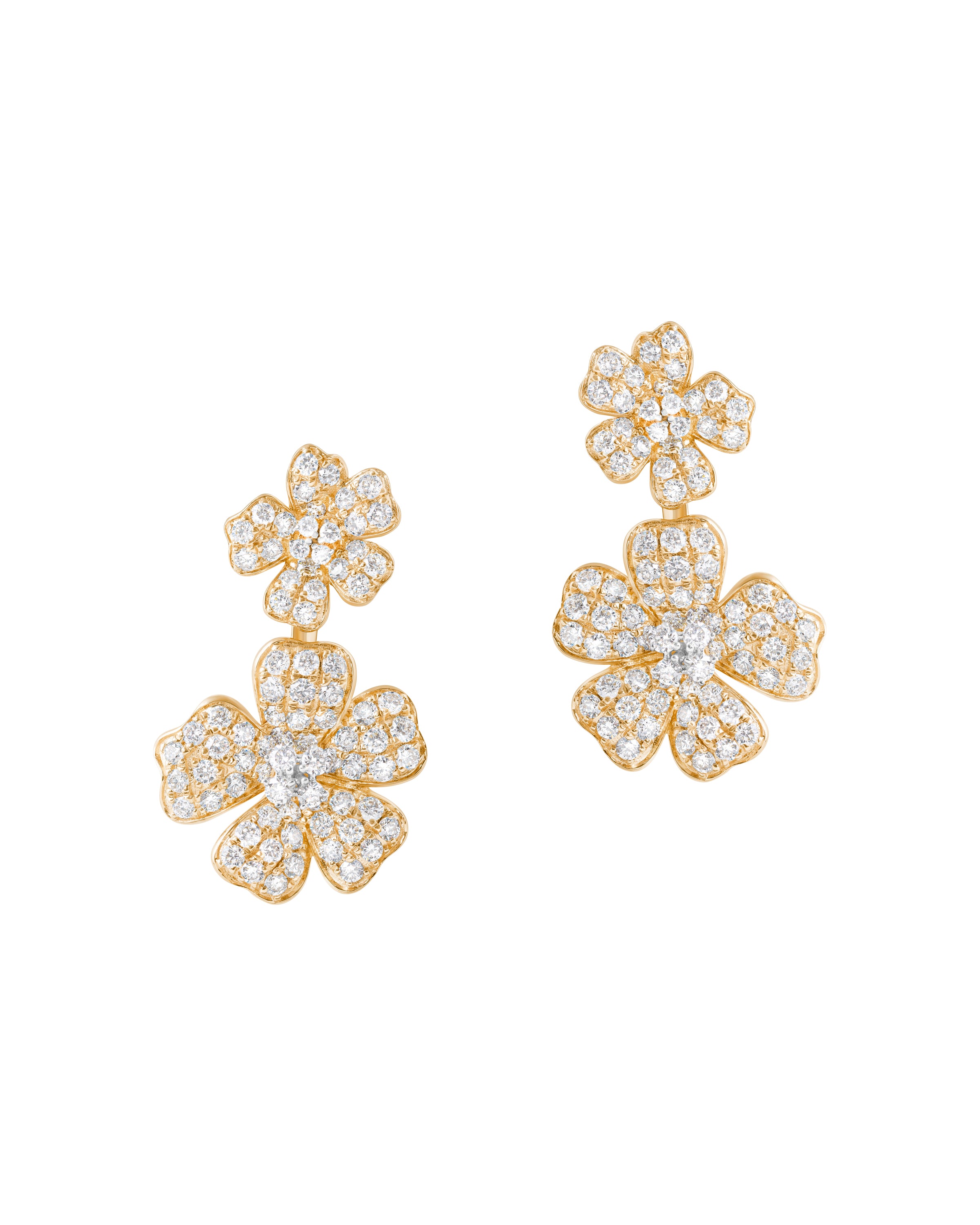 Double Floral Diamond Earrings