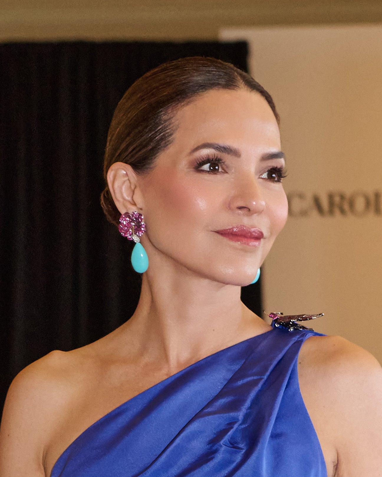 Hibiscus Earrings with Turquoise Drop