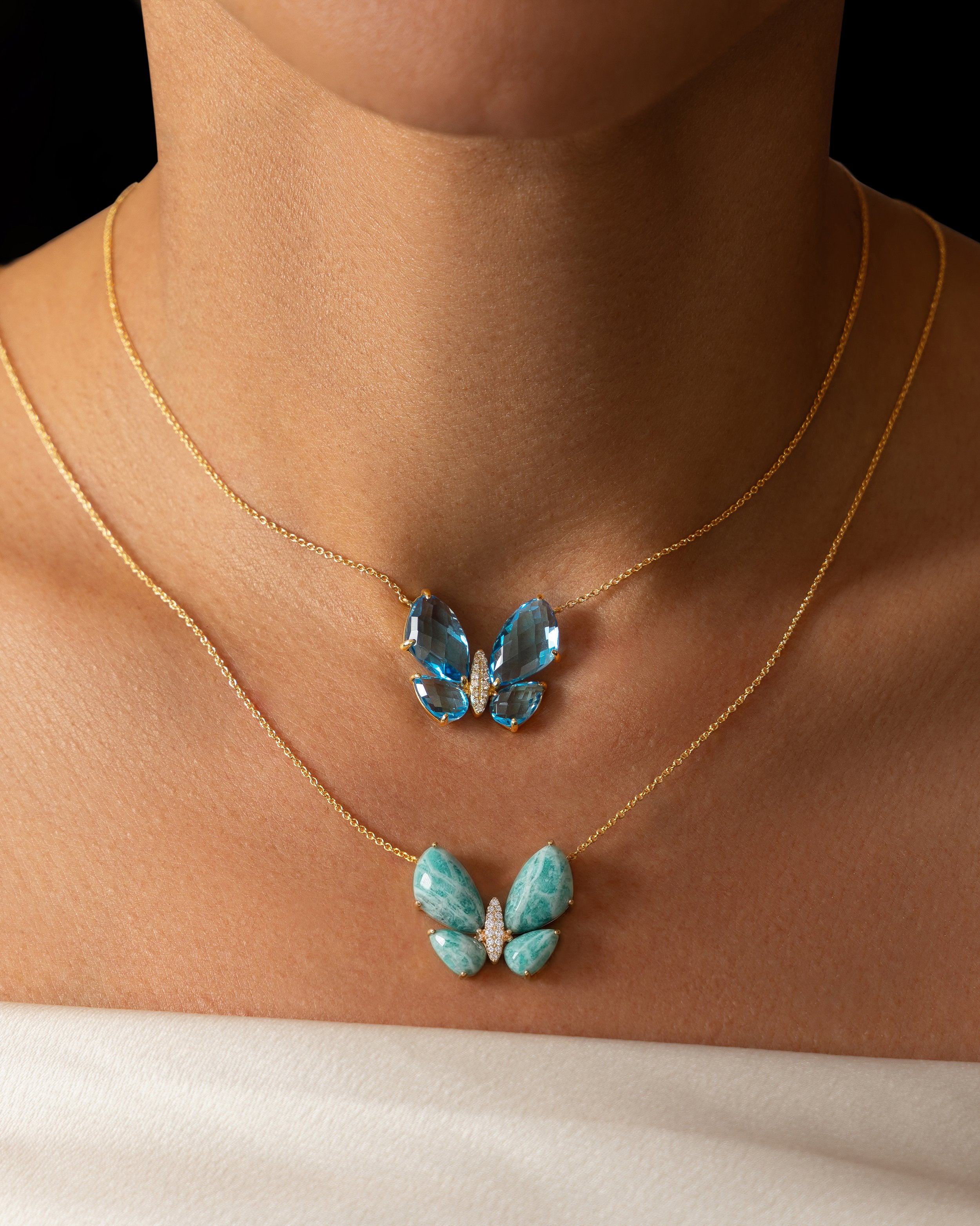 Fauna Large Butterfly Necklace in Amazonite