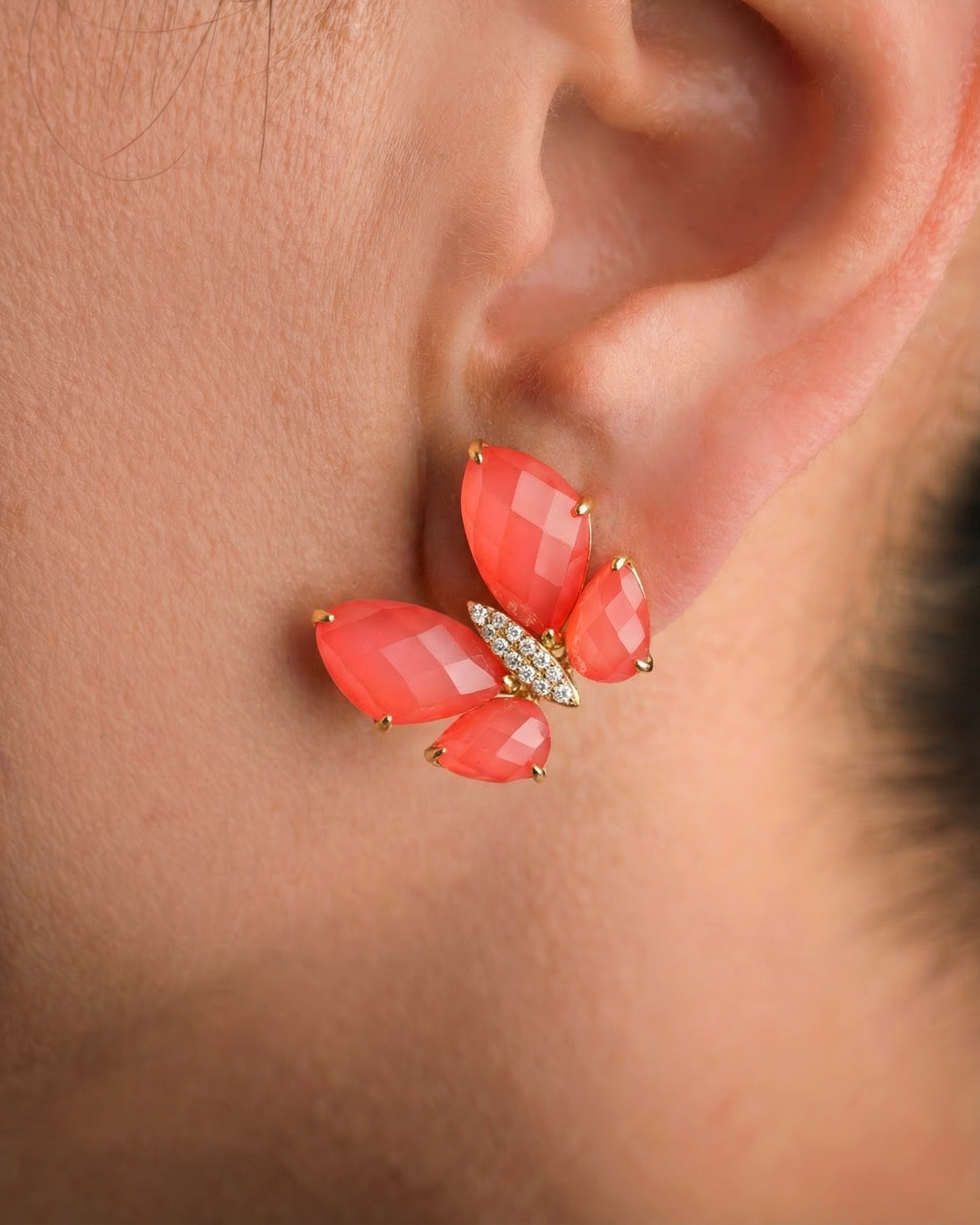 Fauna Large Butterfly Studs in Coral
