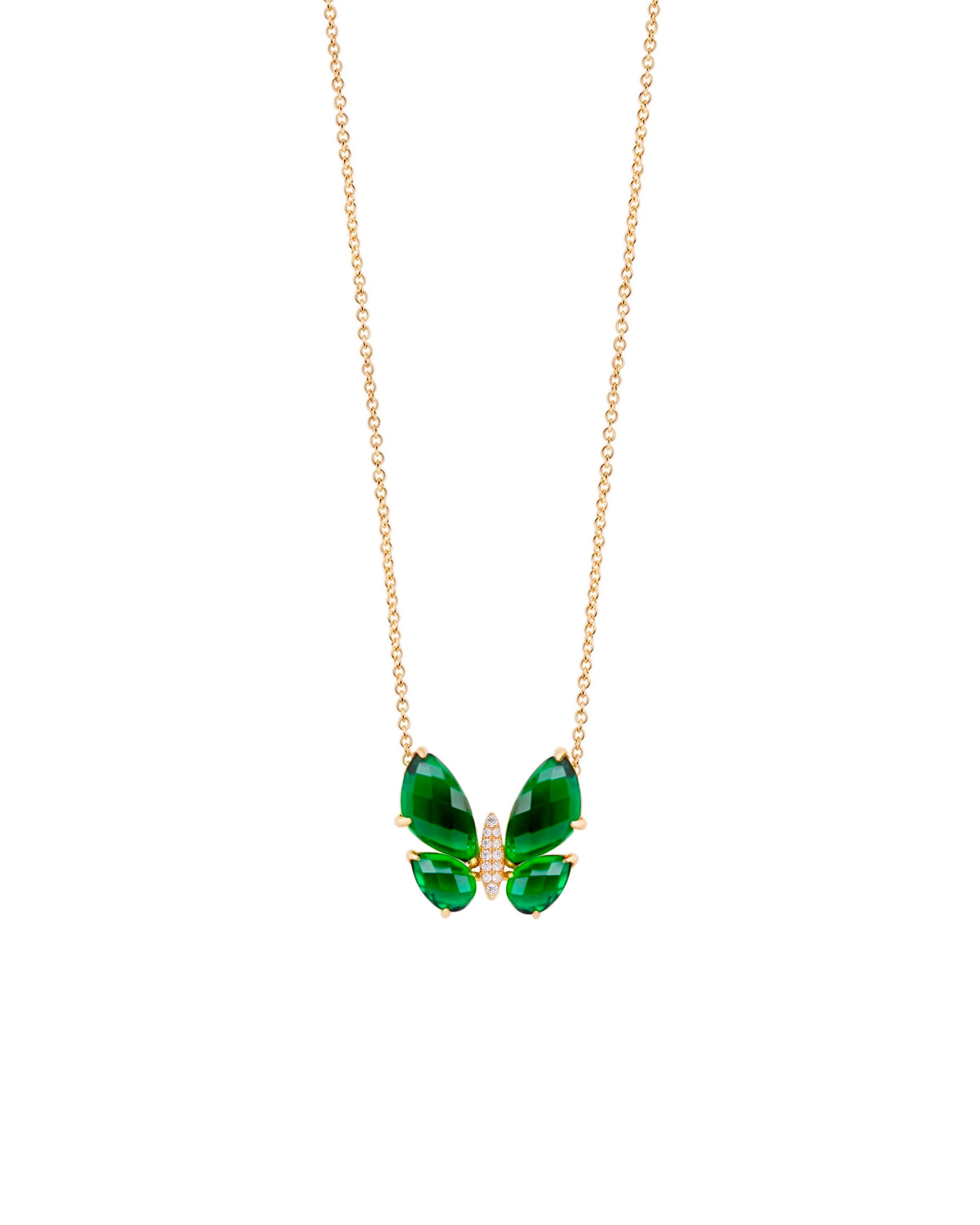Fauna Small Butterfly Necklace in Green Topaz