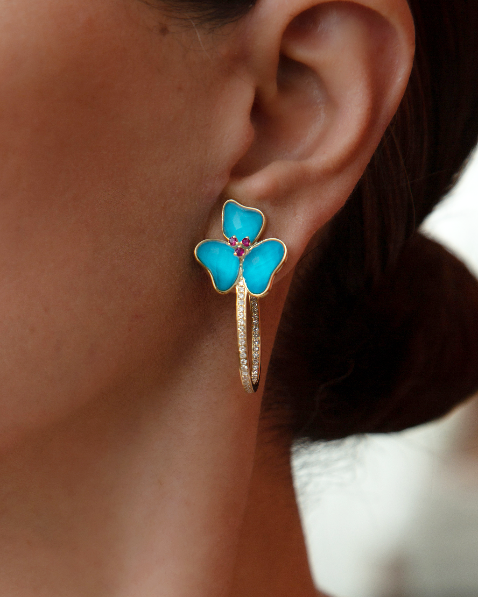 Il Petalo Hoops in Turquoise and Rubies