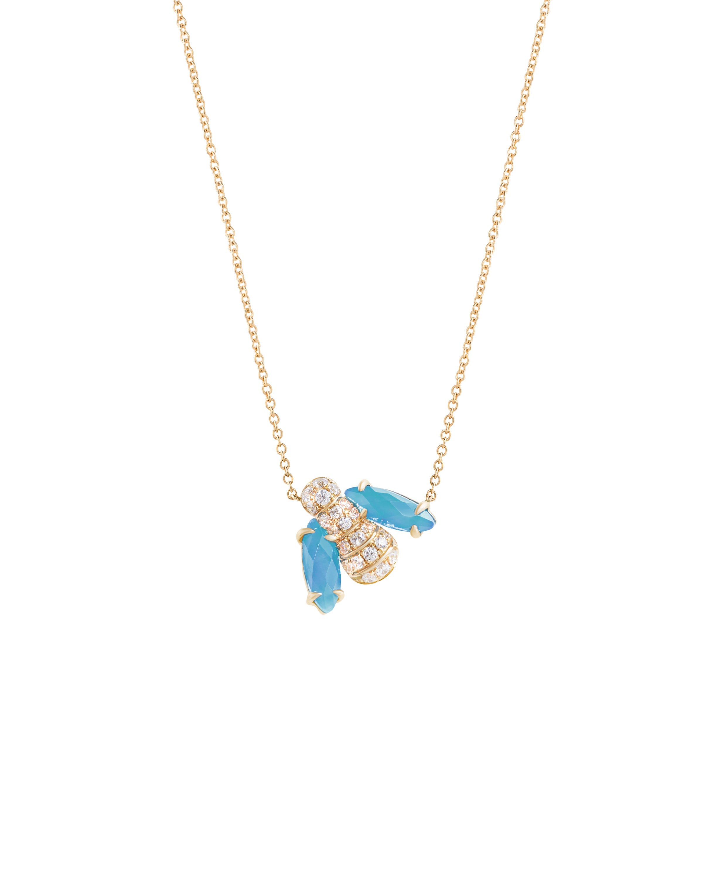 Pannalino Baby Bee Necklace in Turquoise and White Topaz