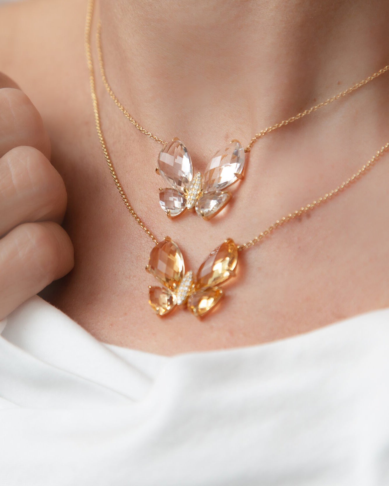 Fauna Large Butterfly Necklace in White Topaz