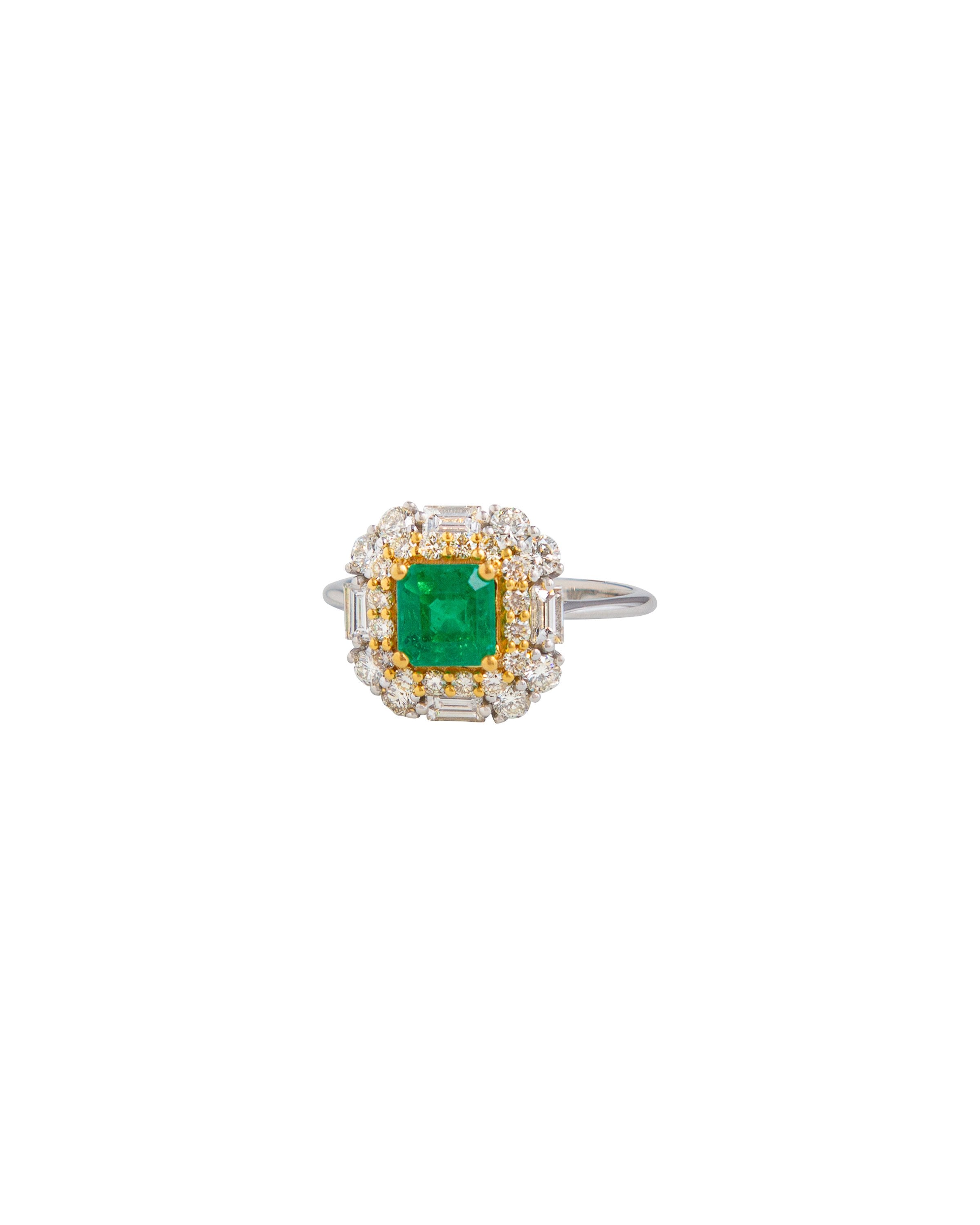 Petit Emerald and Diamond Ring