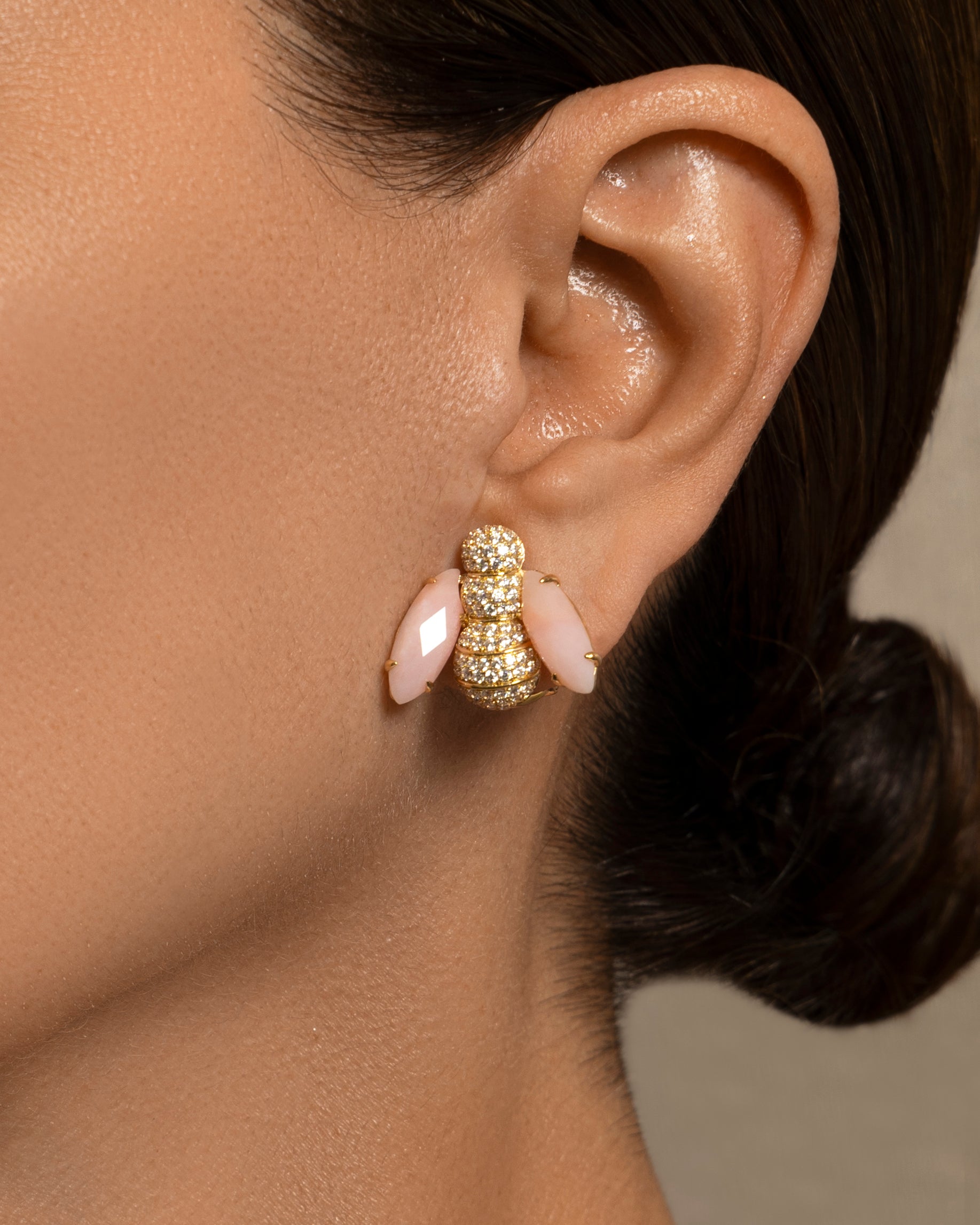 Pannalino Bee Earrings in Pink Opal and White Topaz
