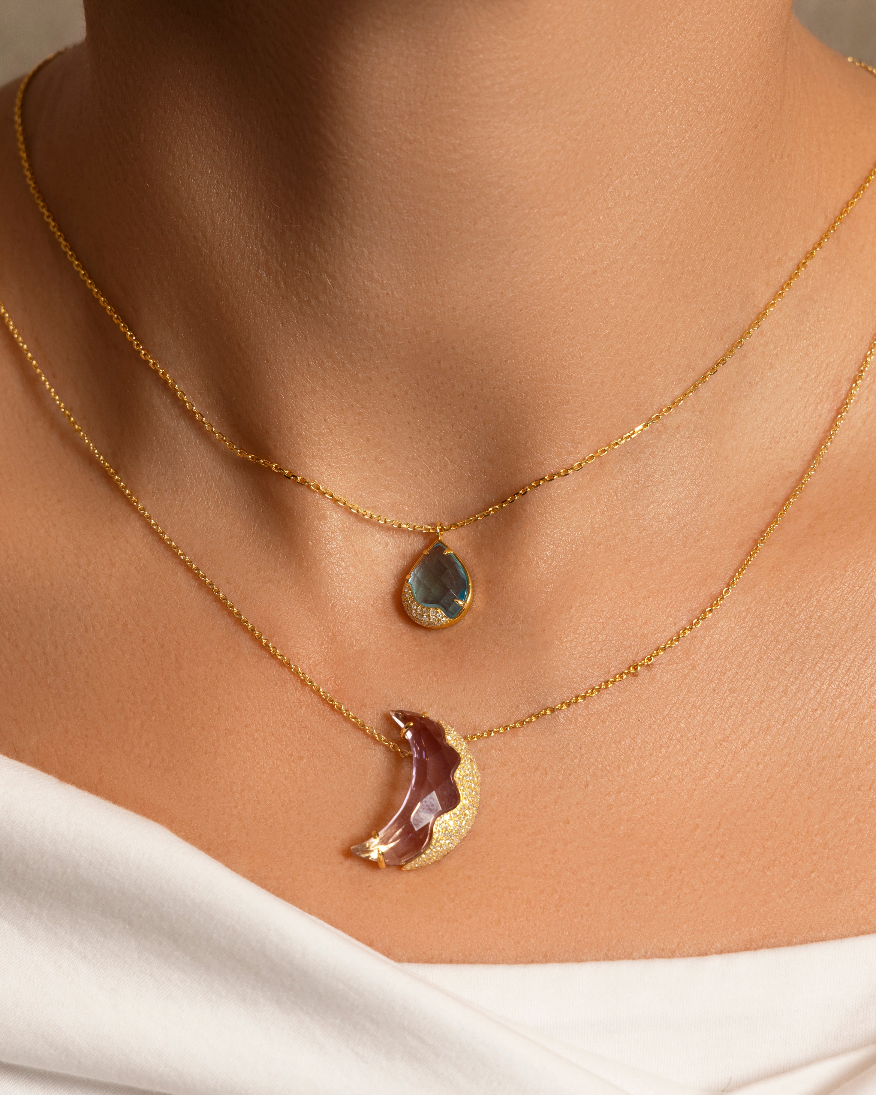 Mia Luna Crescent Moon Pendant in Amethyst