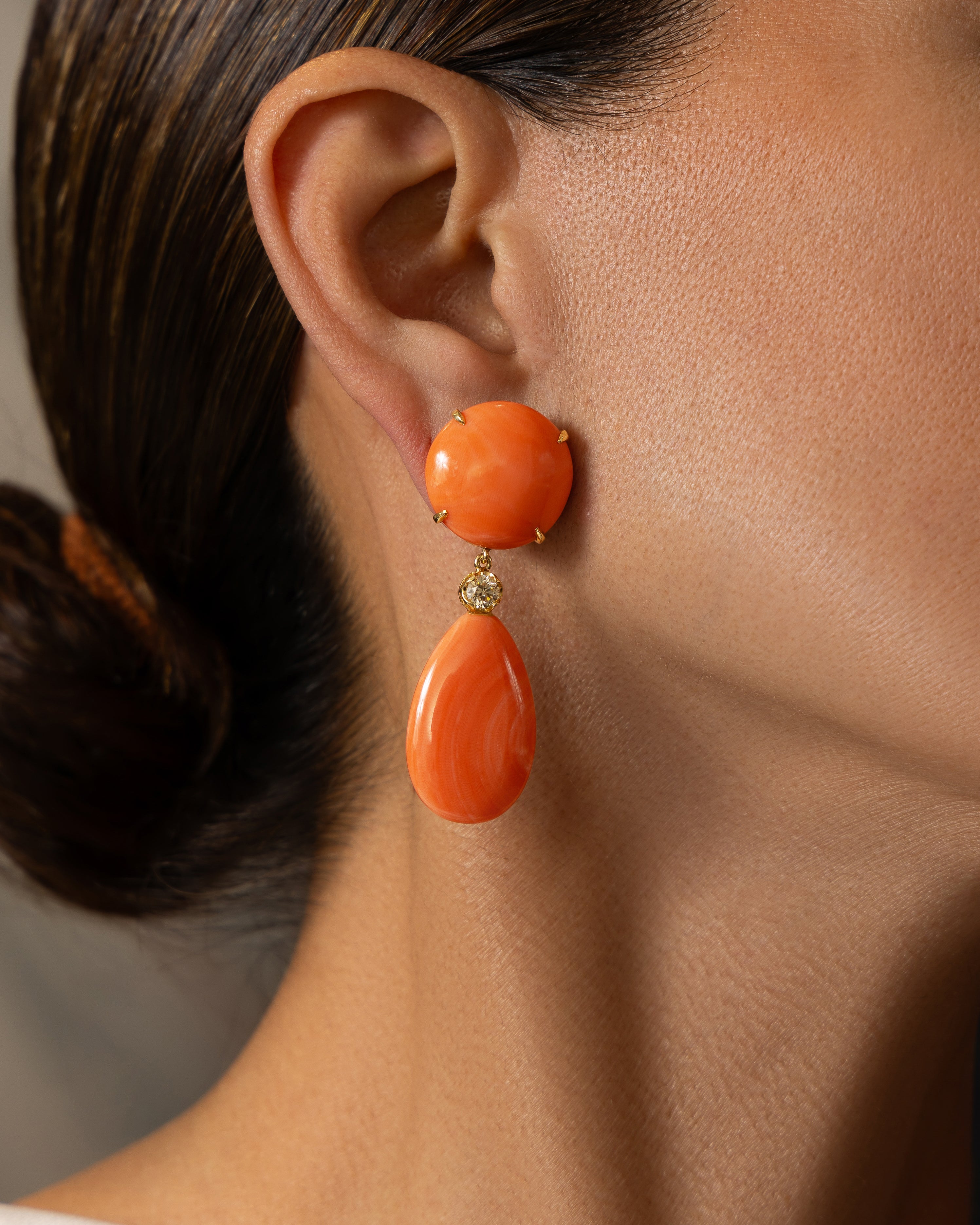 Elegant Coral and Diamond Drop
