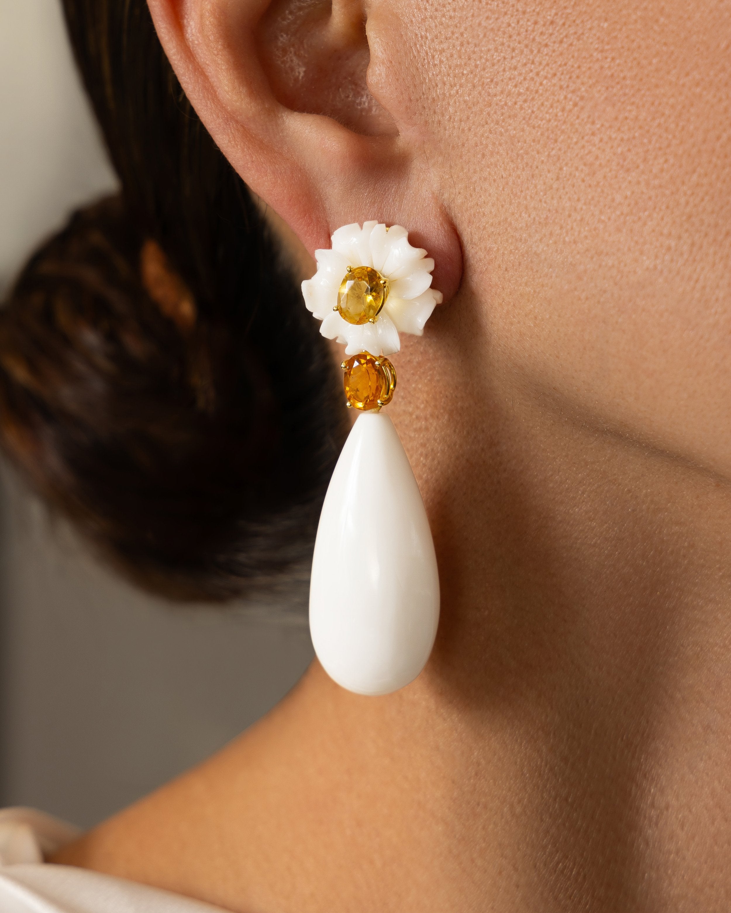 White Coral Elegant Drop Earrings
